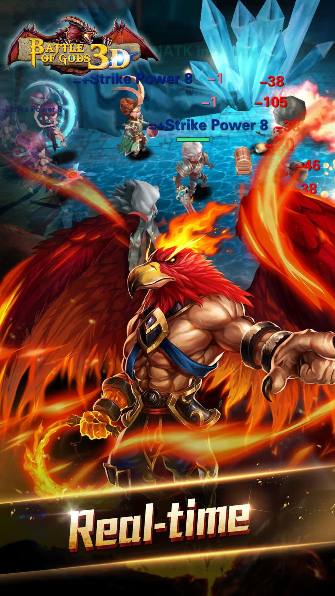 Battle Of Gods, fiery phoenix warrior, glowing wings, Full HD Phone Wallpaper