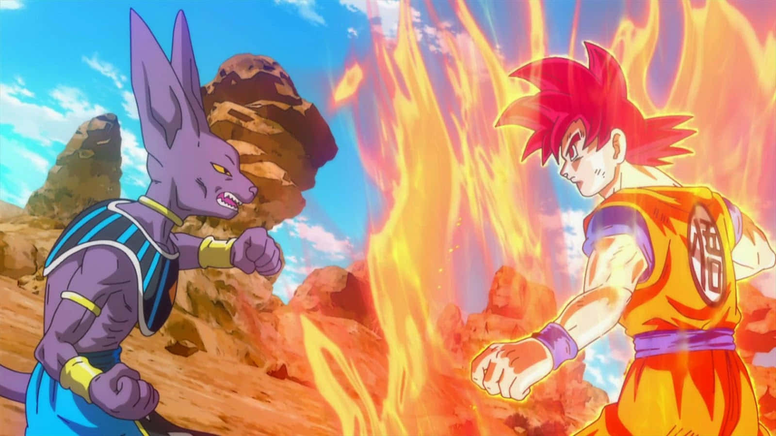 Battle Of Gods, anime warriors, fiery desert, HD Desktop Wallpaper