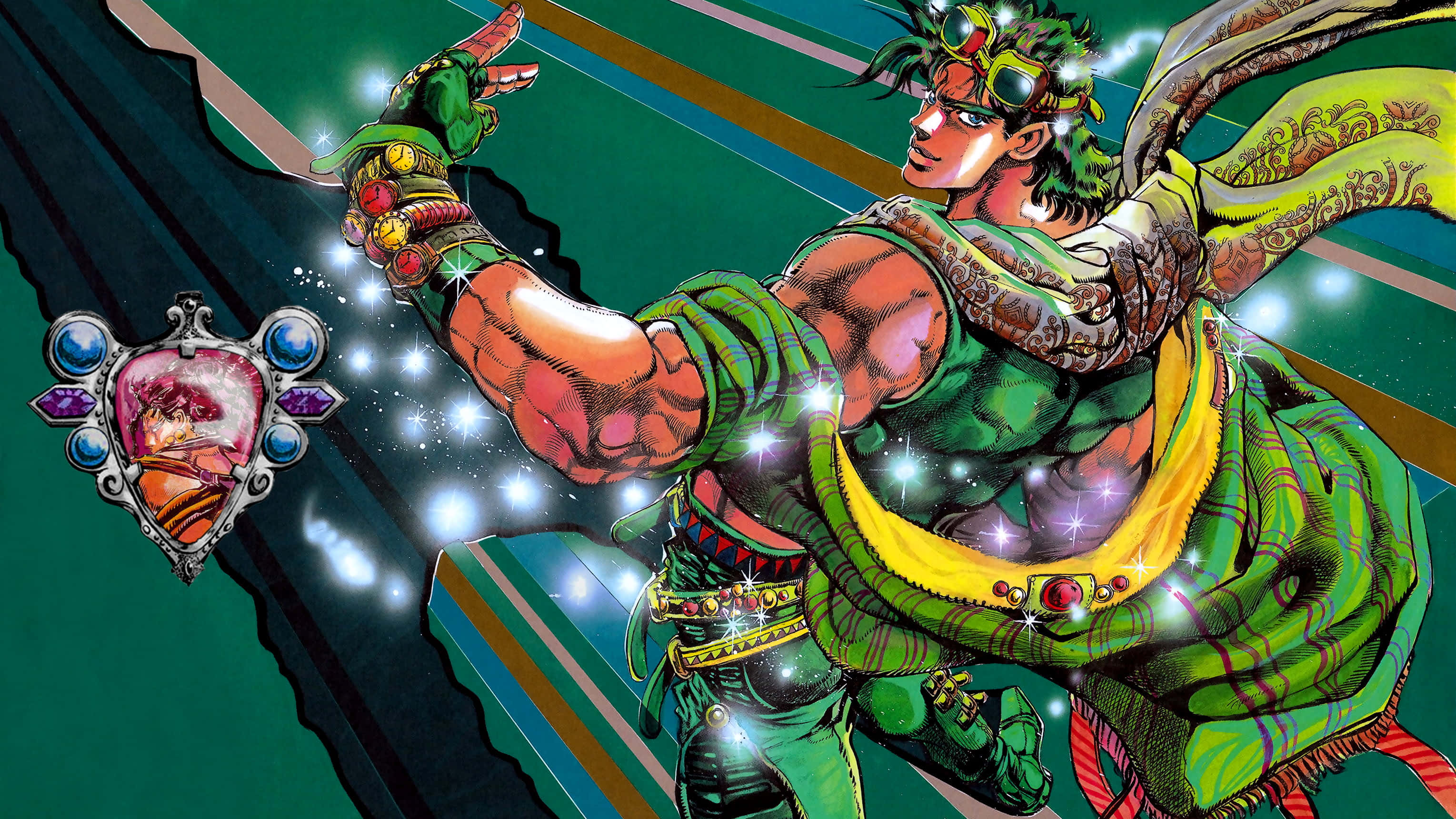Battle Tendency, green armor, goggles, 2K Desktop Wallpaper