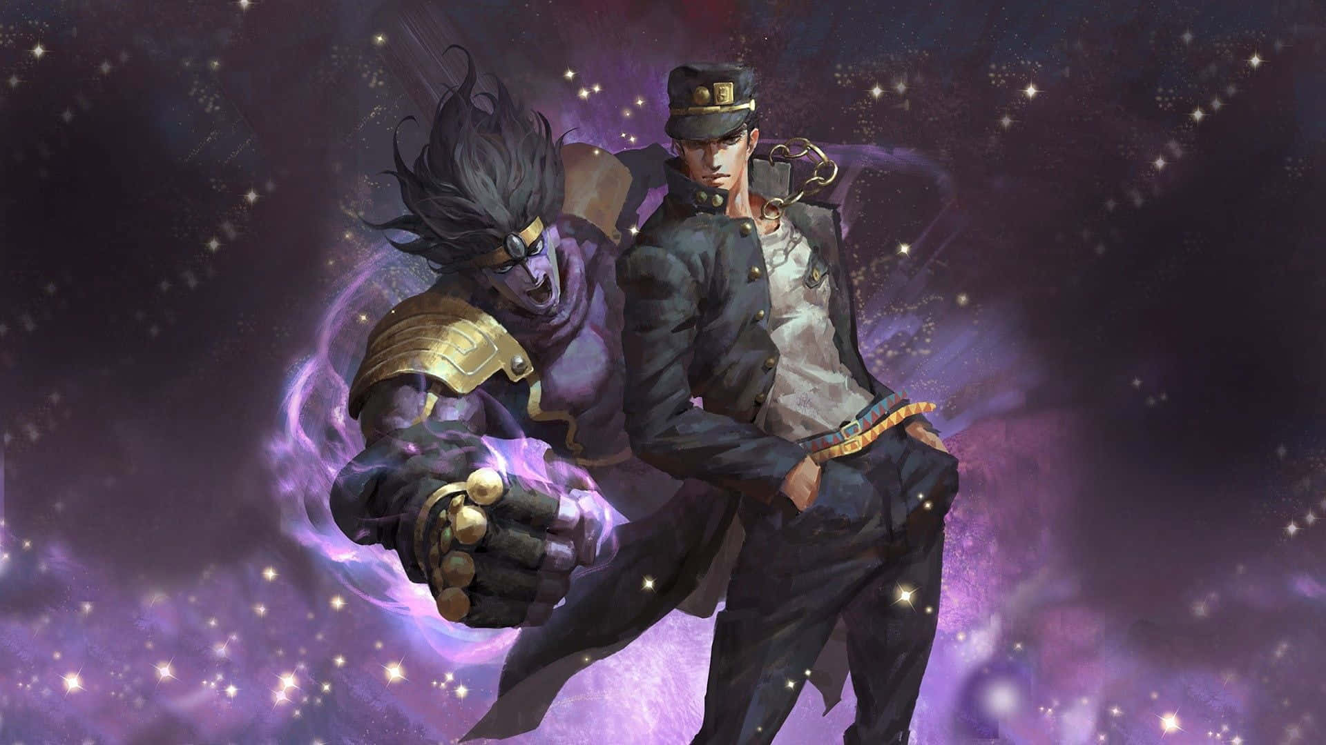 Battle Tendency, cosmic purple nebula, glowing fist, Full HD Desktop Wallpaper