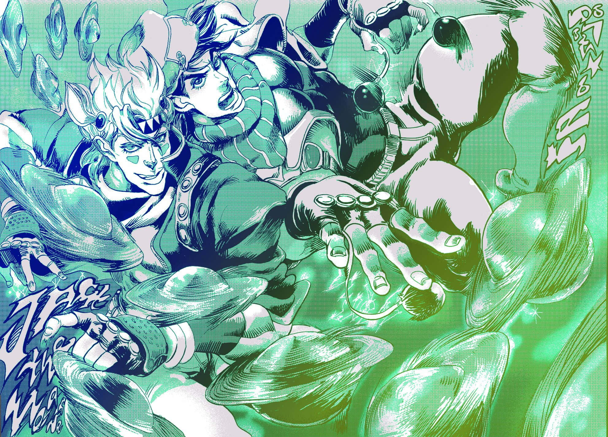 Battle Tendency, anime characters, dynamic combat pose, Full HD Desktop Wallpaper