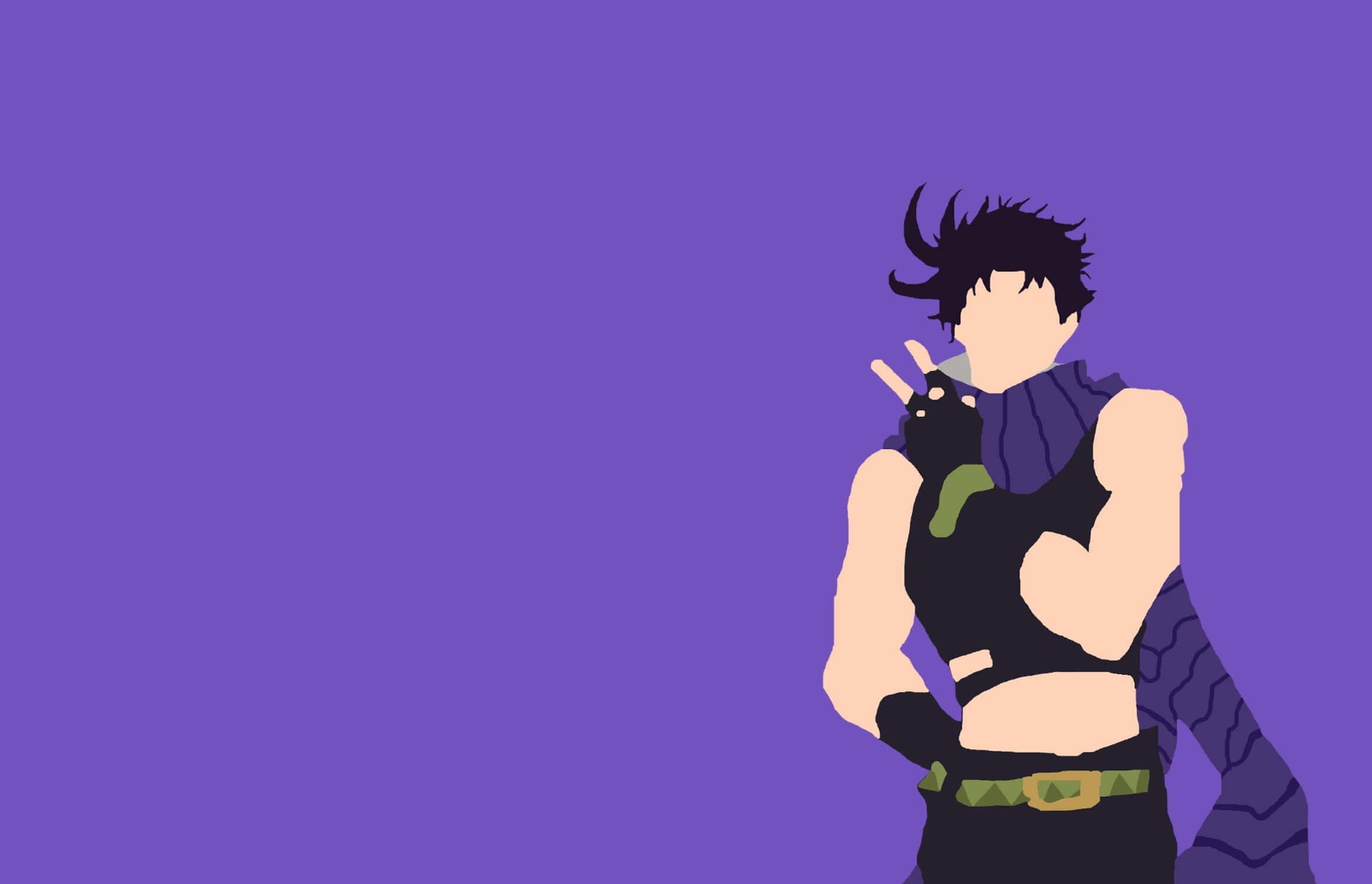 Battle Tendency, spiky black hair, purple scarf, Full HD Desktop Wallpaper