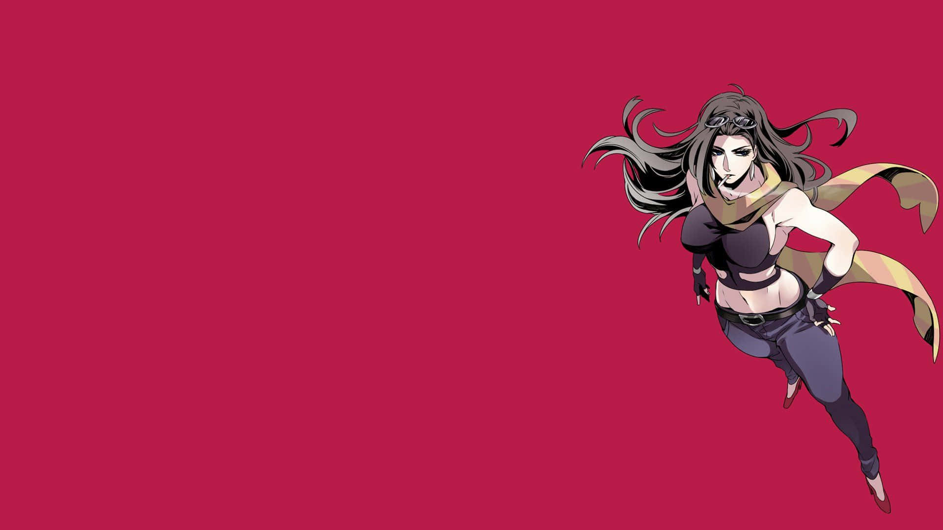 Battle Tendency, anime woman, flowing dark hair, Full HD Desktop Wallpaper