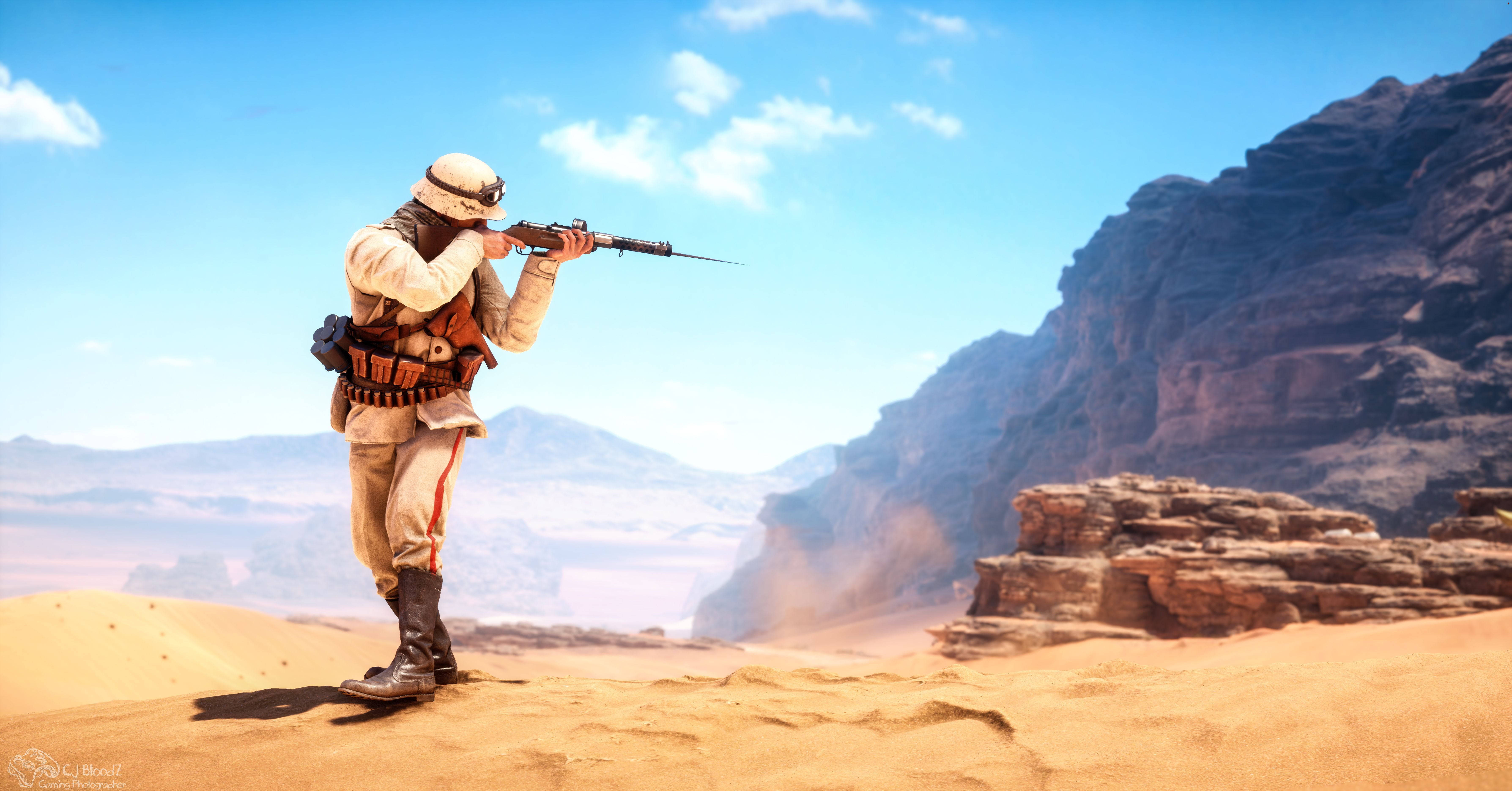 Battlefield 1, desert gear, rifle, 5K Desktop Wallpaper