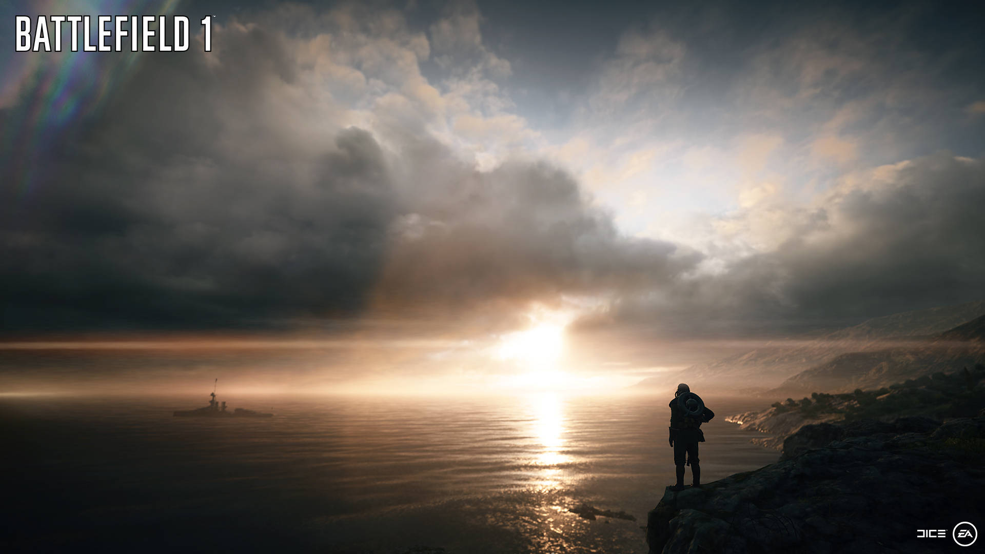 Battlefield 1, sunburst, cliff edge, Full HD Desktop Wallpaper