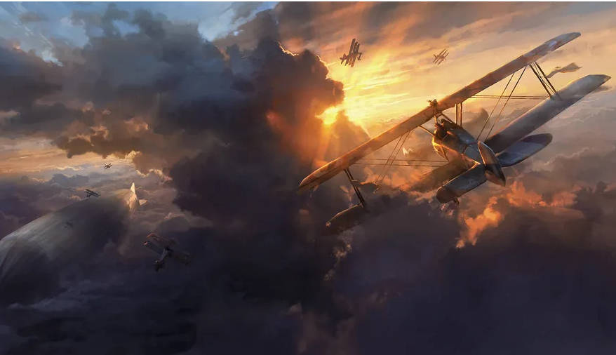 Battlefield 1, biplanes, airship, SD Desktop Wallpaper