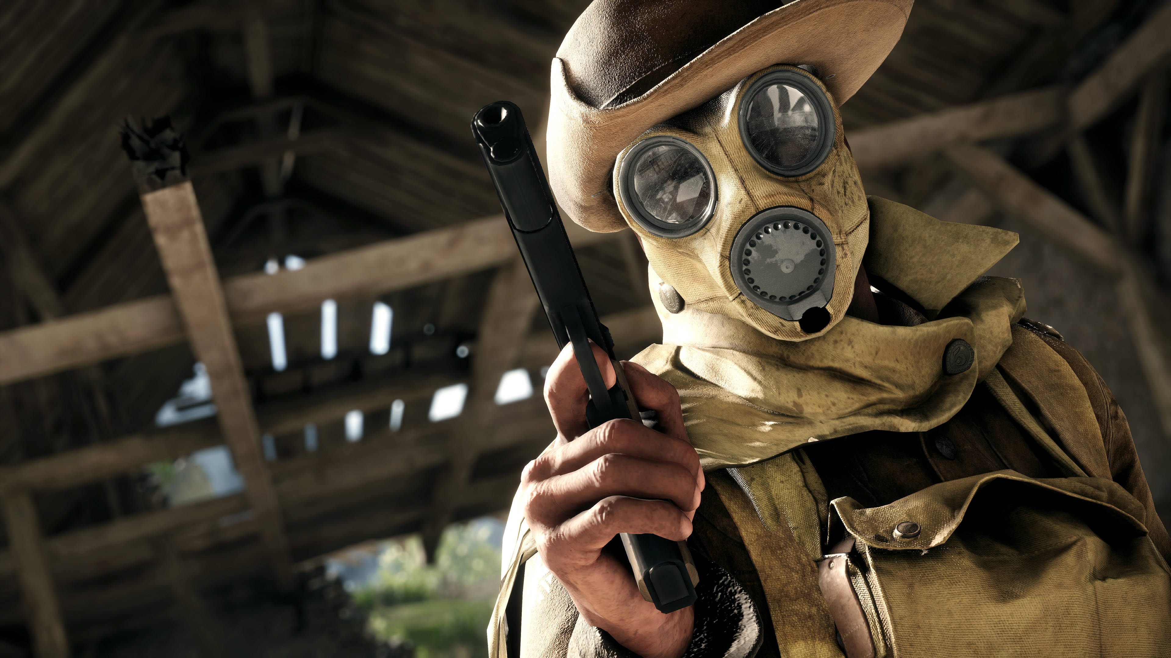 Battlefield 1, infiltrator, vintage gas mask, 4K Desktop Wallpaper