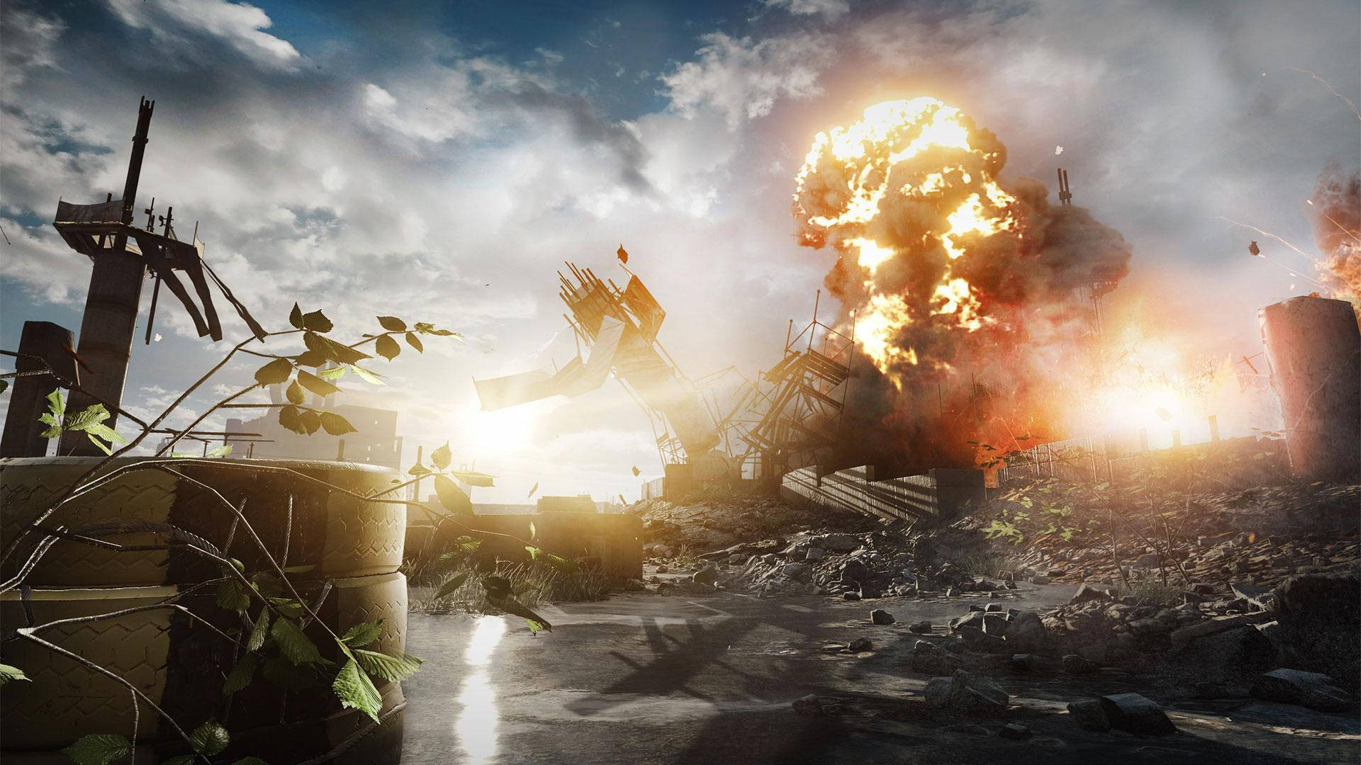 Battlefield 4 City, explosion, ruined urban landscape, Full HD Desktop Wallpaper