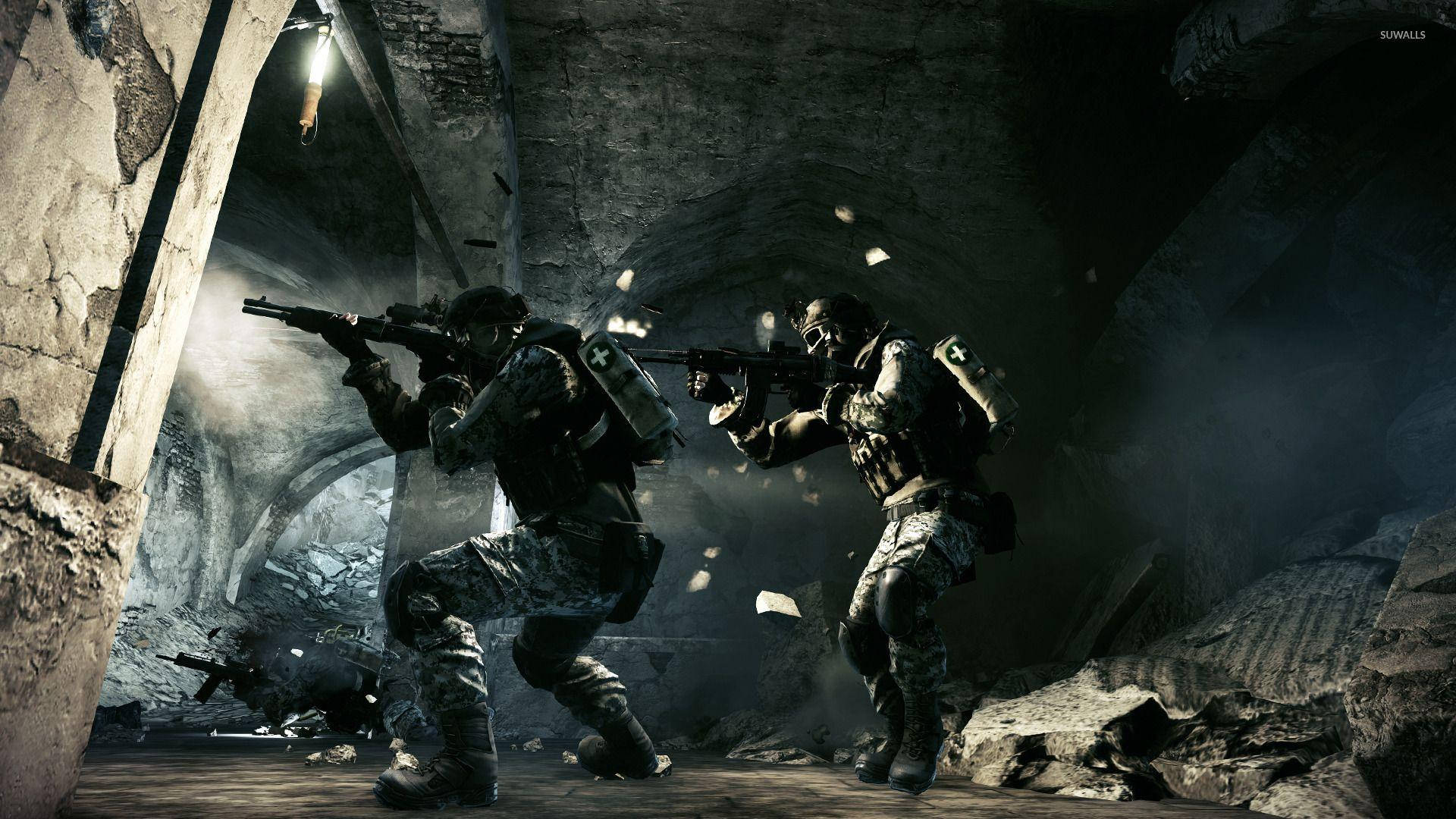 Battlefield 4 City, camouflage gear, dimly lit, Full HD Desktop Wallpaper
