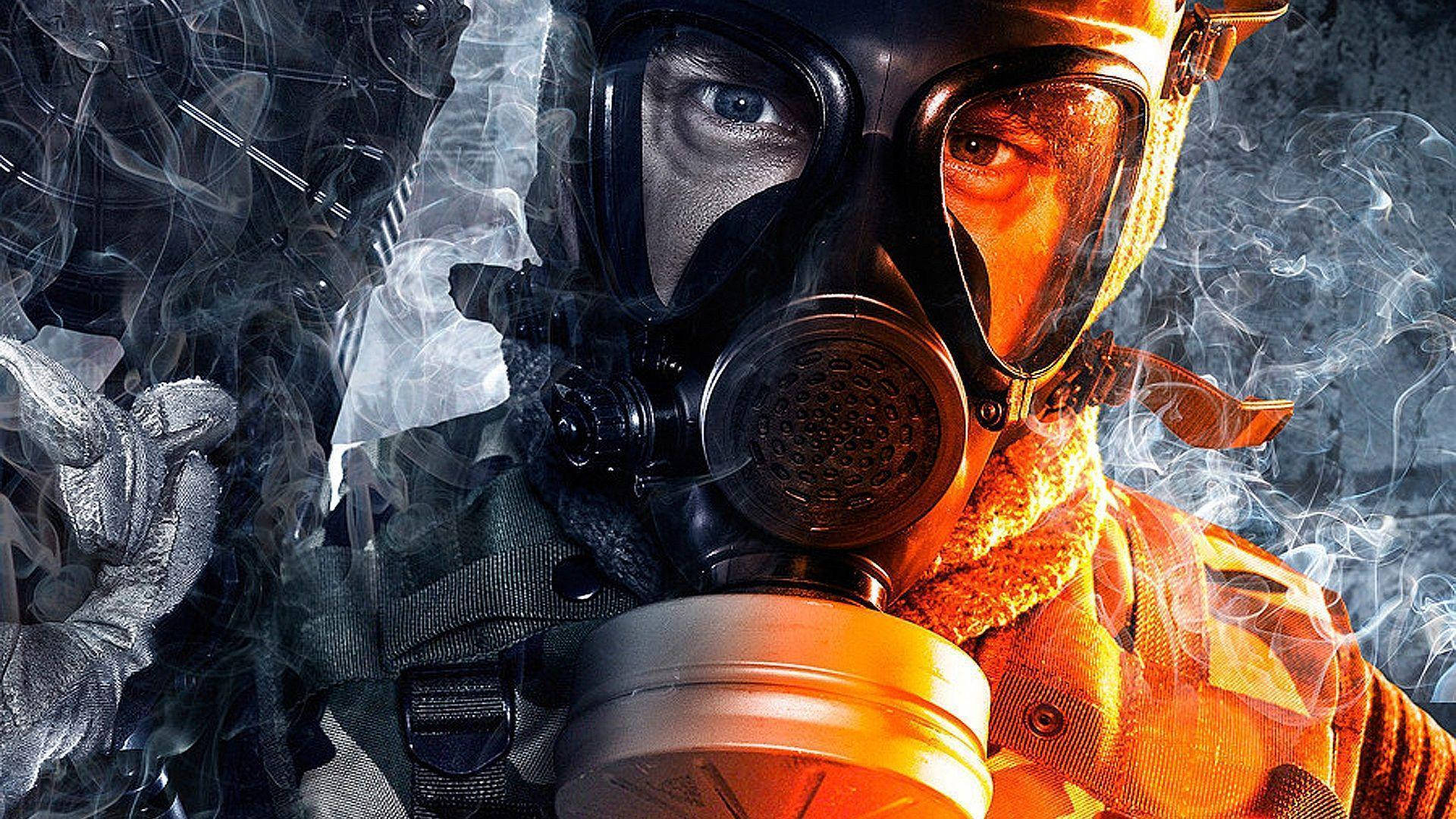 Battlefield 4 City, gas mask, soldier, Full HD Desktop Wallpaper