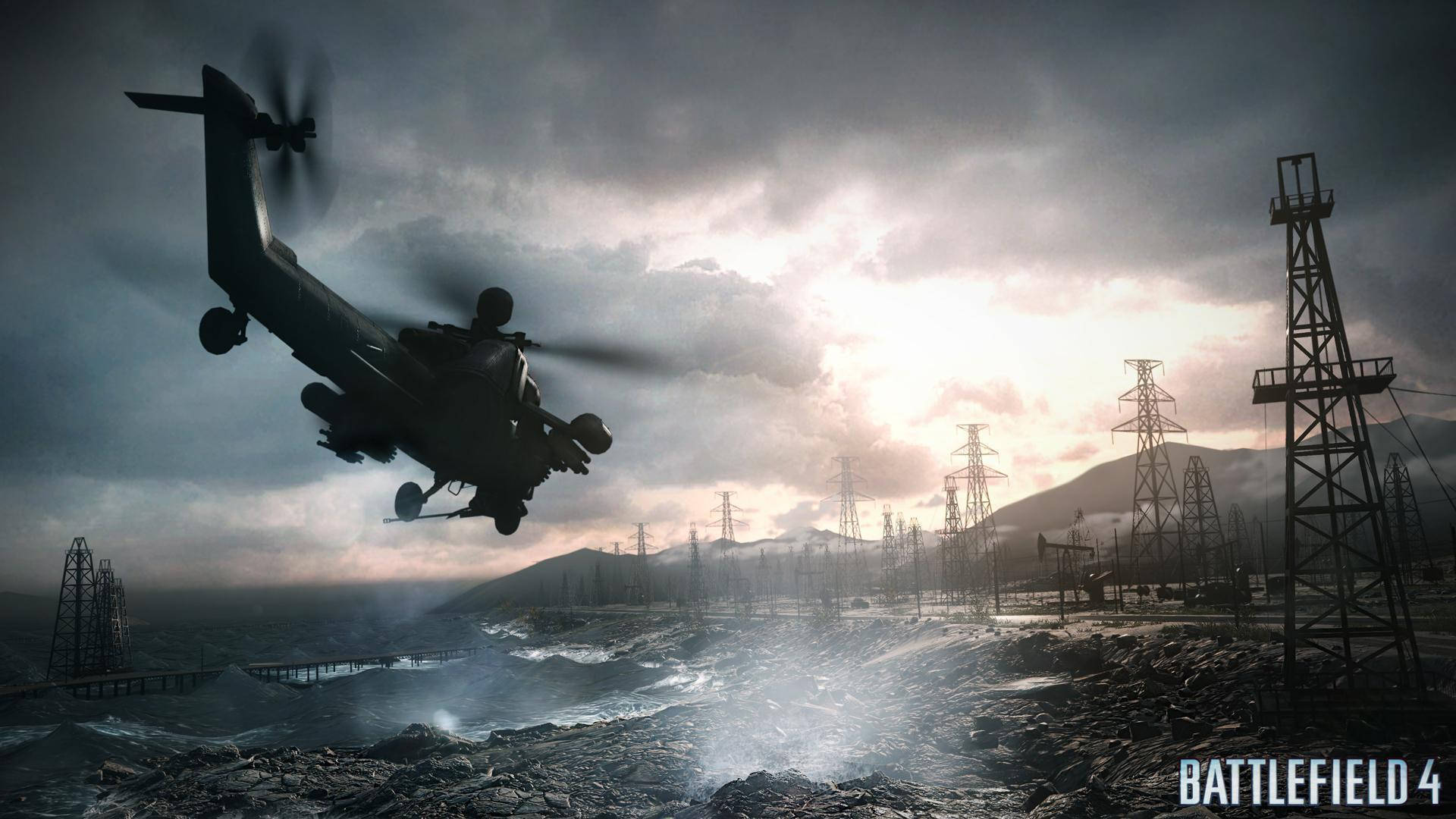 Battlefield 4 City, military helicopter, desolate battlefield, Full HD Desktop Wallpaper
