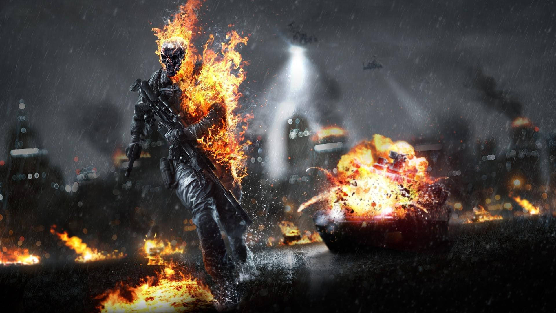 Battlefield 4, urban battlefield, flaming soldier, Full HD Desktop Wallpaper