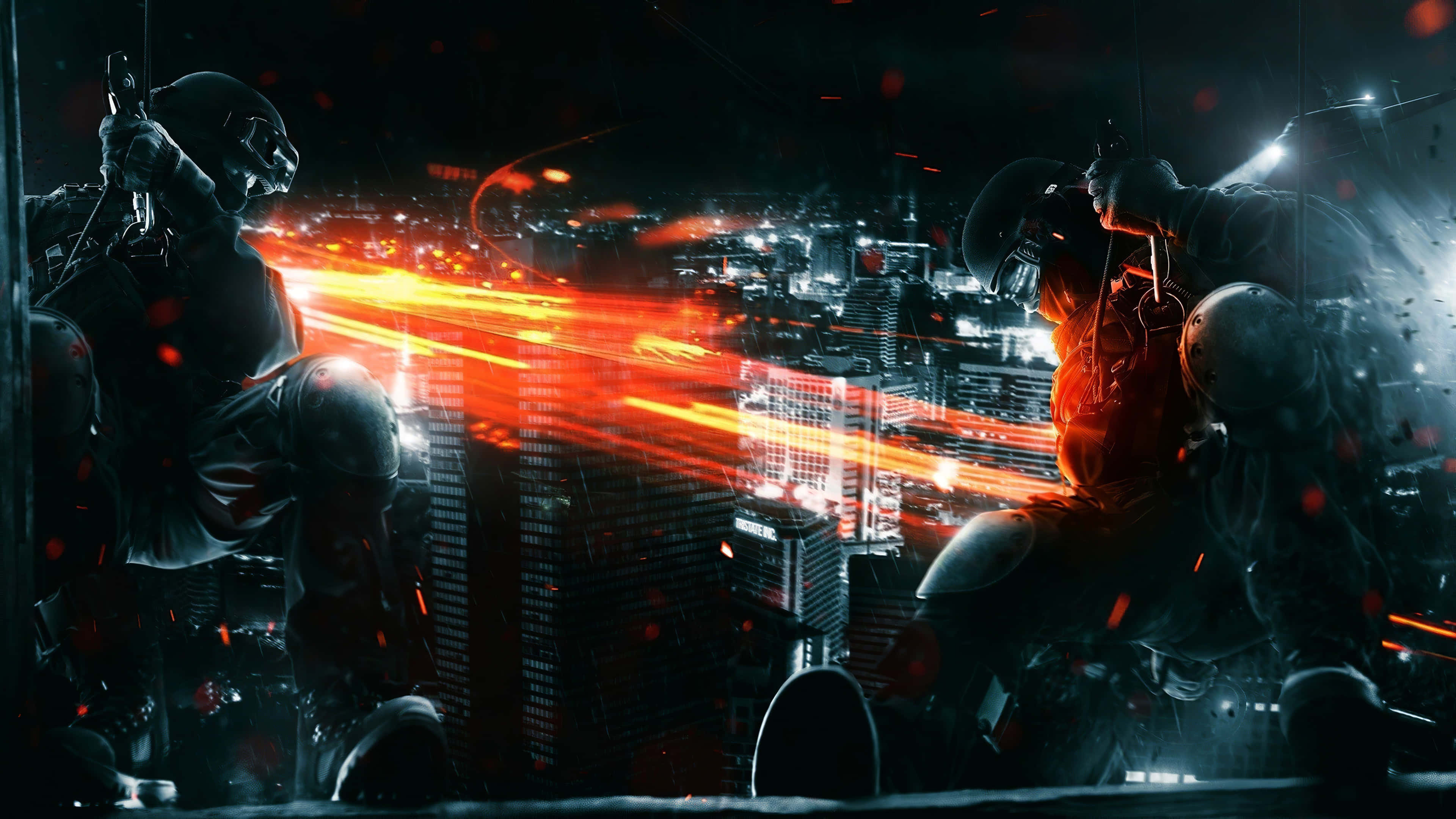 Battlefield 4K, neon-lit cityscape, night, 4K Desktop Wallpaper