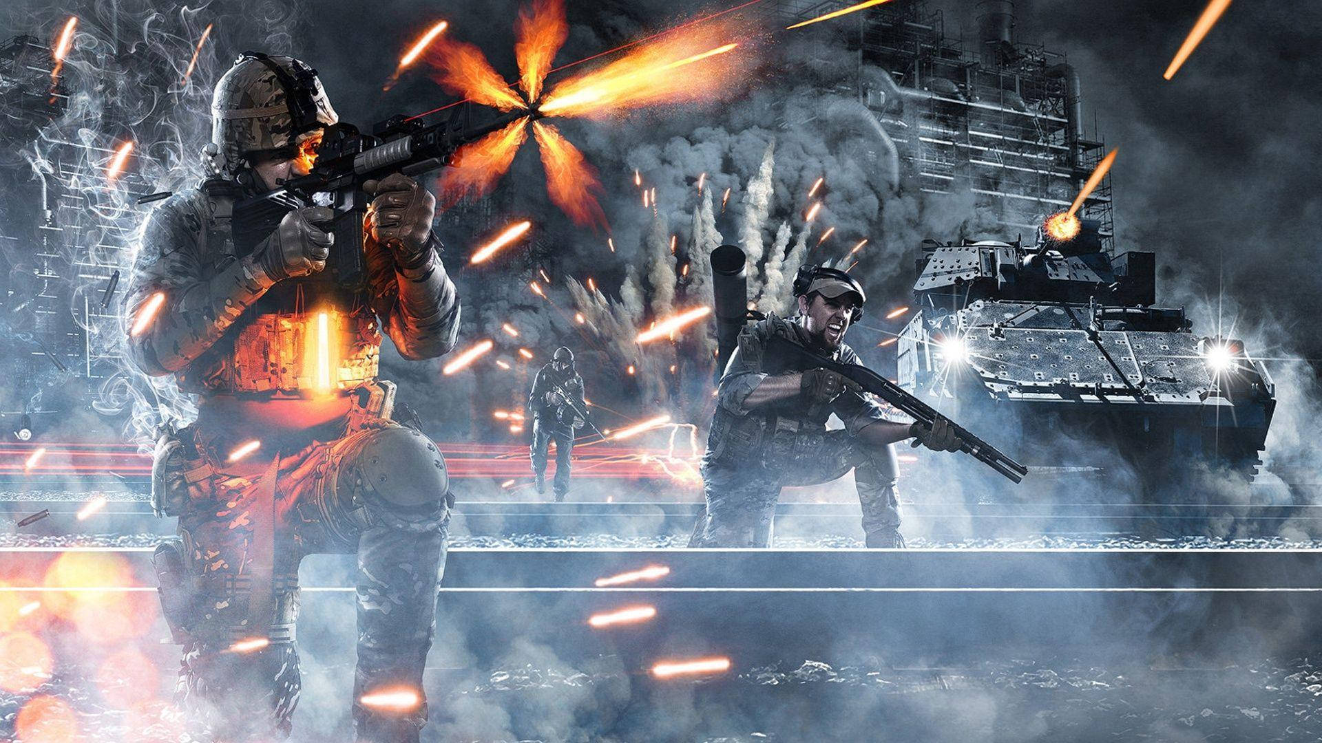 Battlefield 4 City, soldiers, weapons, Full HD Desktop Wallpaper