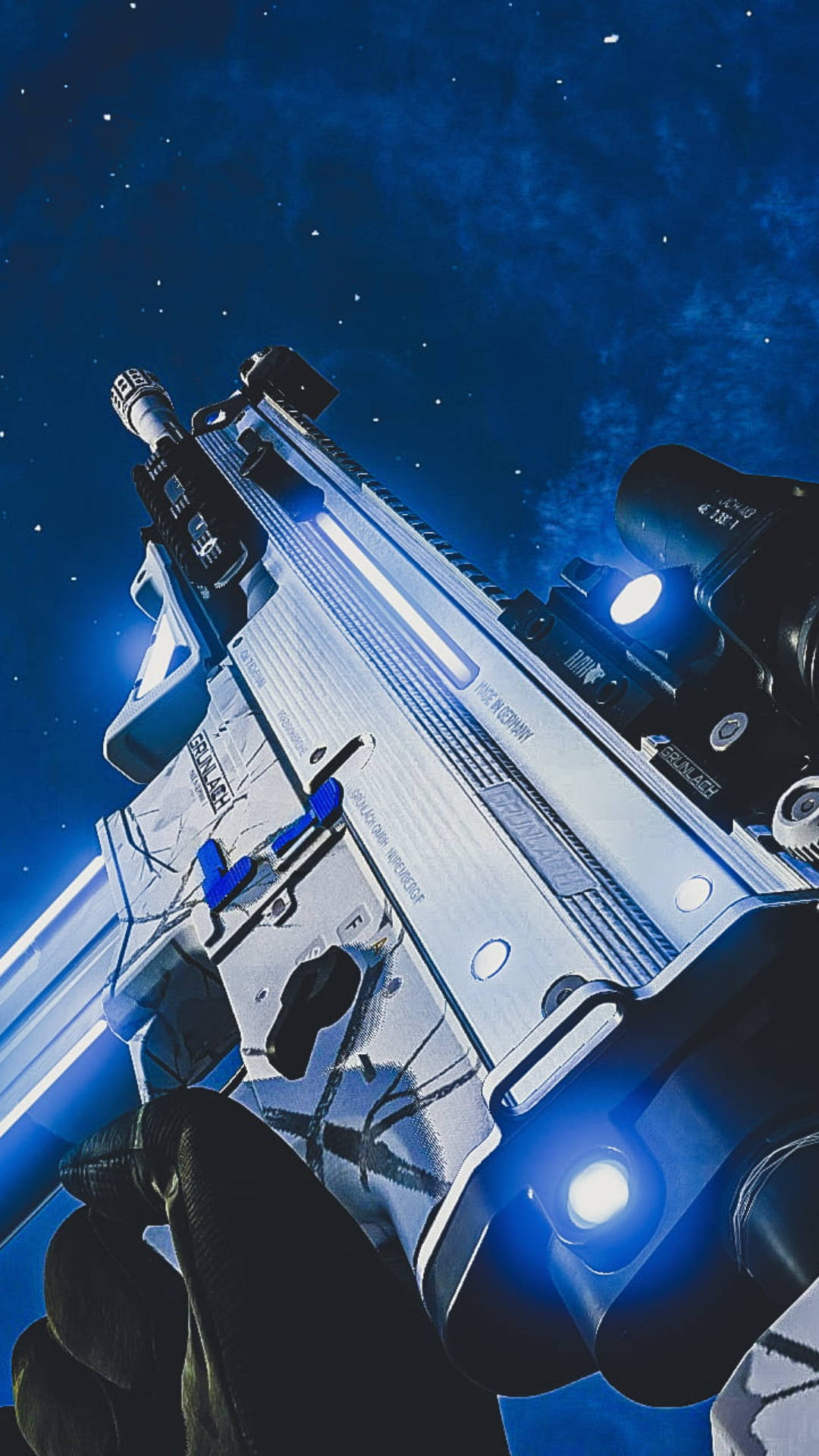 Battlefield 4, futuristic silver and blue rifle, glowing lights, Full HD Phone Wallpaper