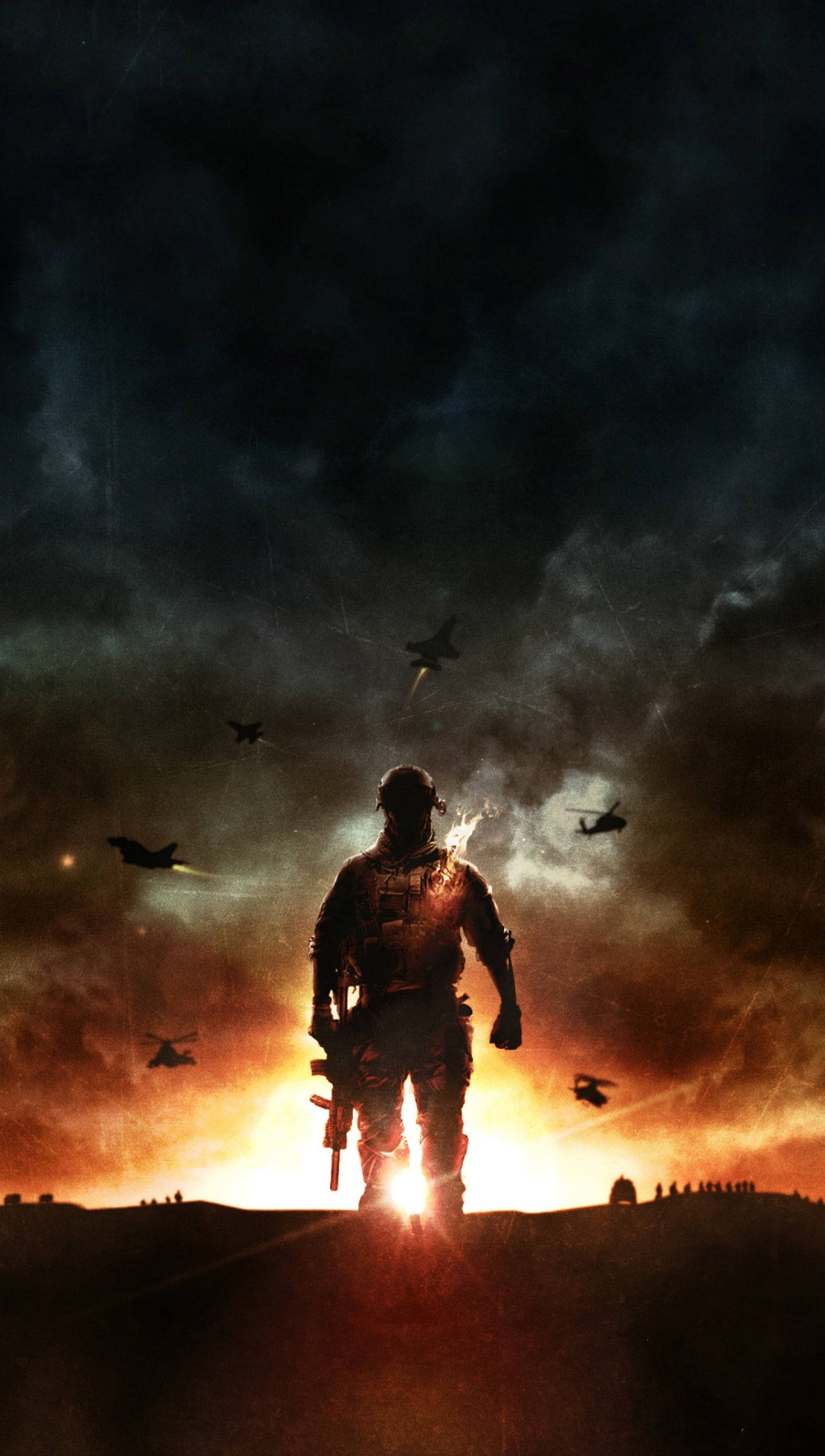 Battlefield 4 Phone, soldier, fiery sunset, Full HD Phone Wallpaper