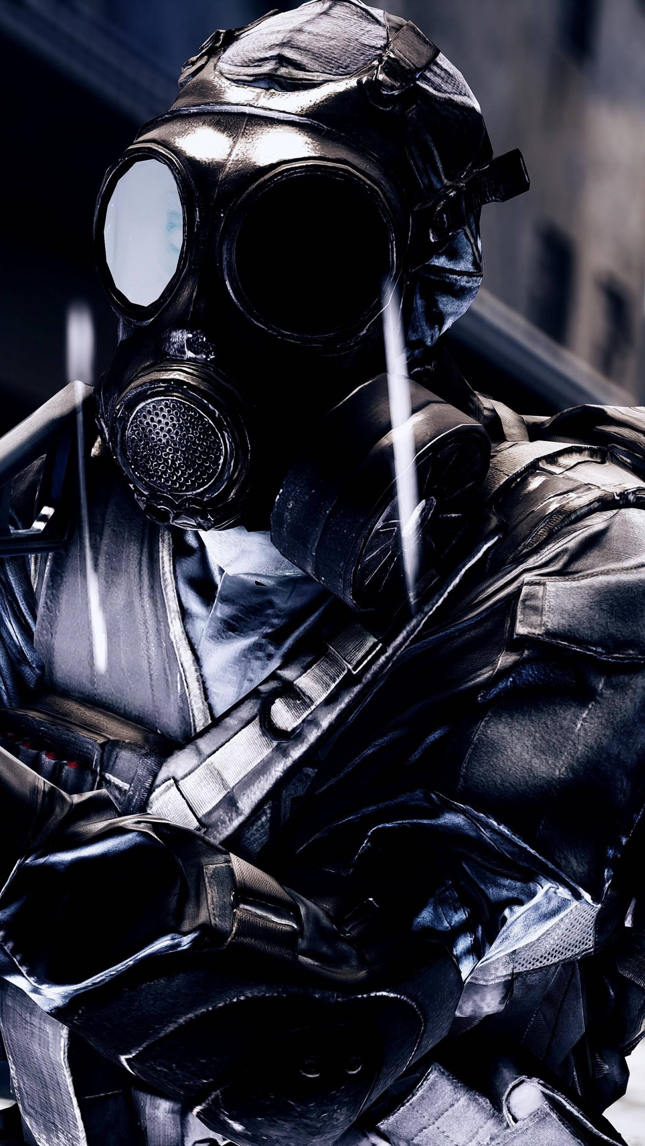 Battlefield 4, gas mask, glossy black, 4K Phone Wallpaper