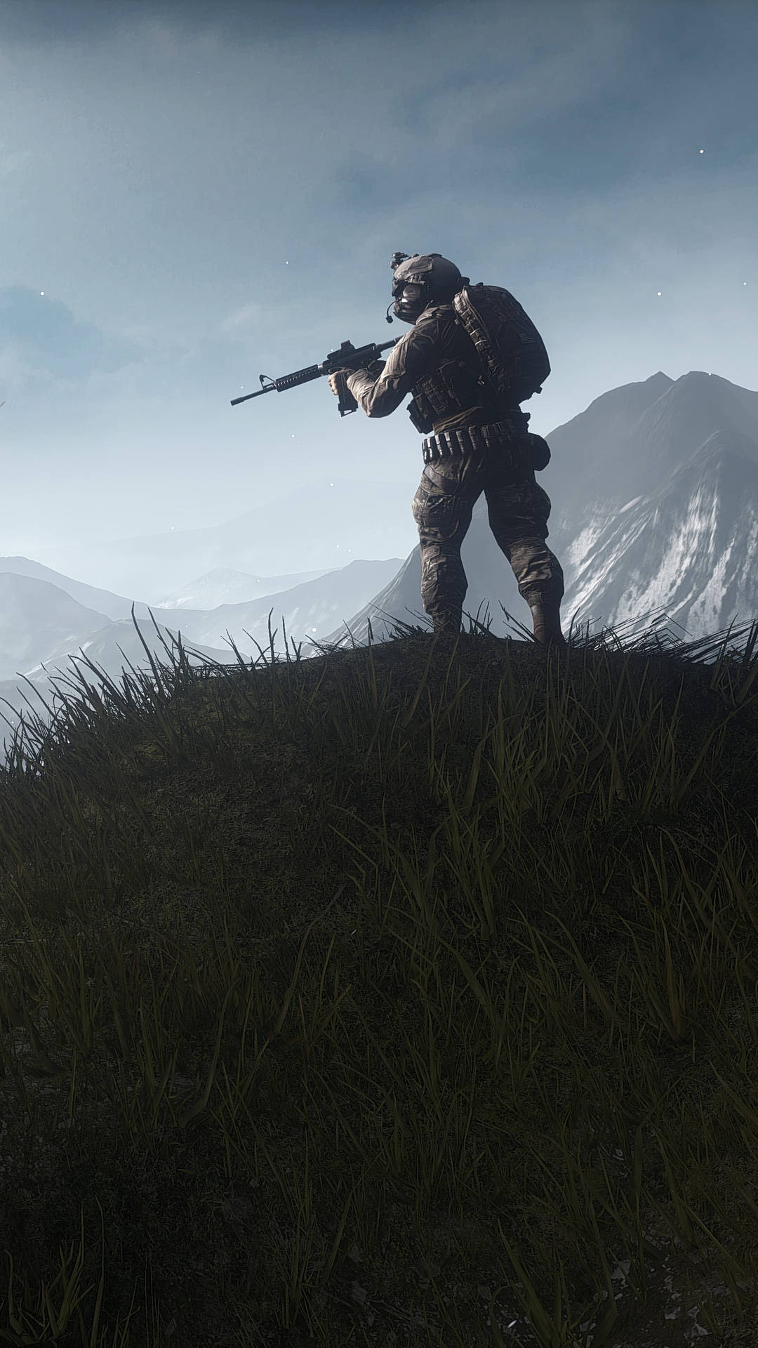 Battlefield 4, soldier, grassy hill, Full HD Phone Wallpaper
