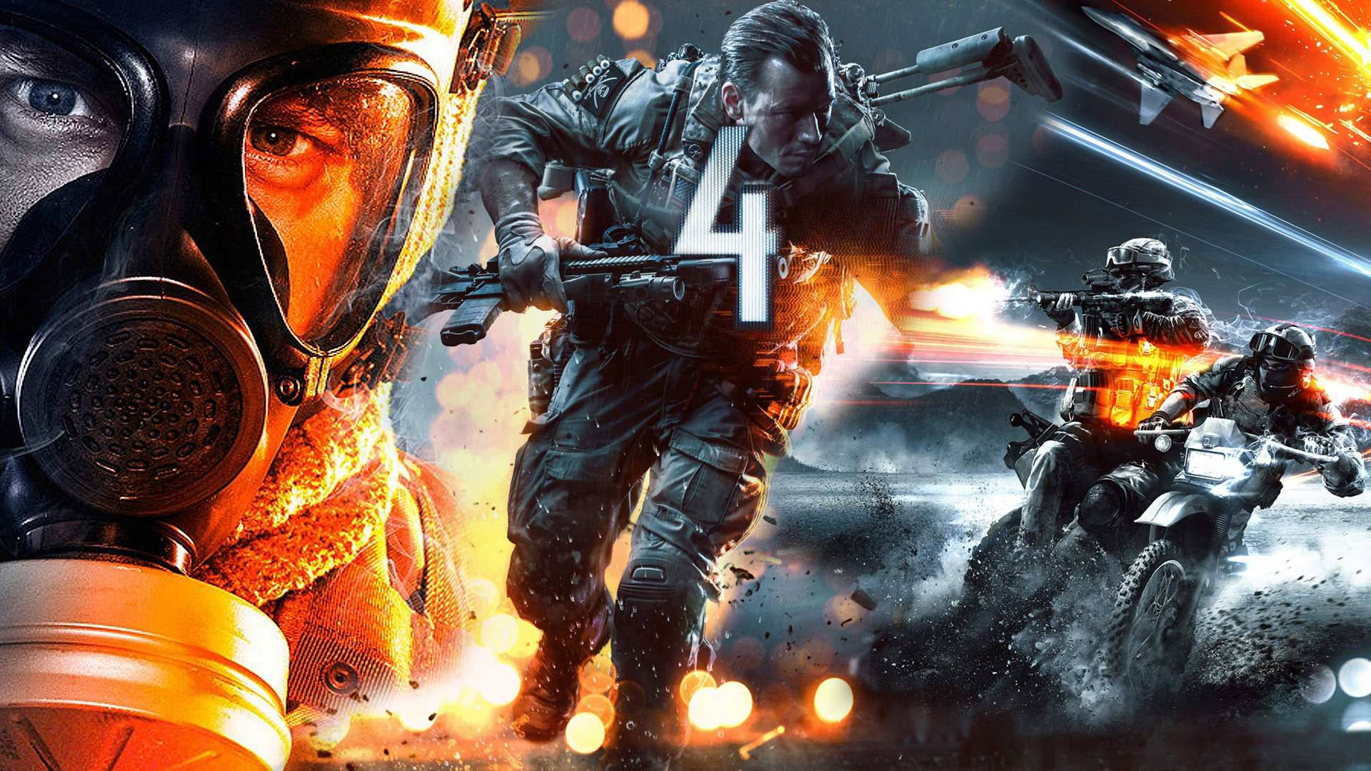 Battlefield 4, fiery explosions, soldiers in combat gear, Full HD Desktop Wallpaper