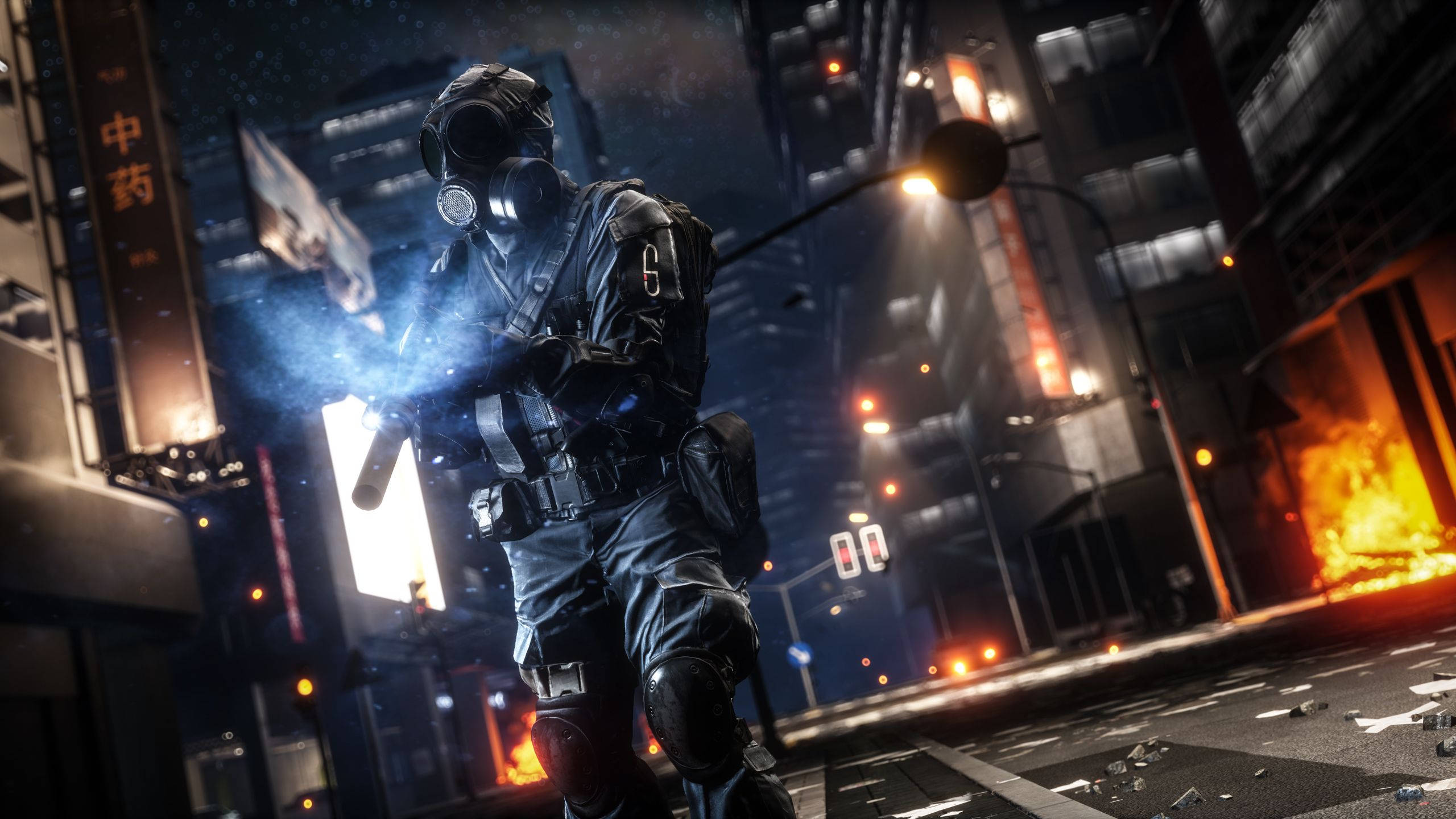 Battlefield 4, soldier, gas mask, 2K Desktop Wallpaper