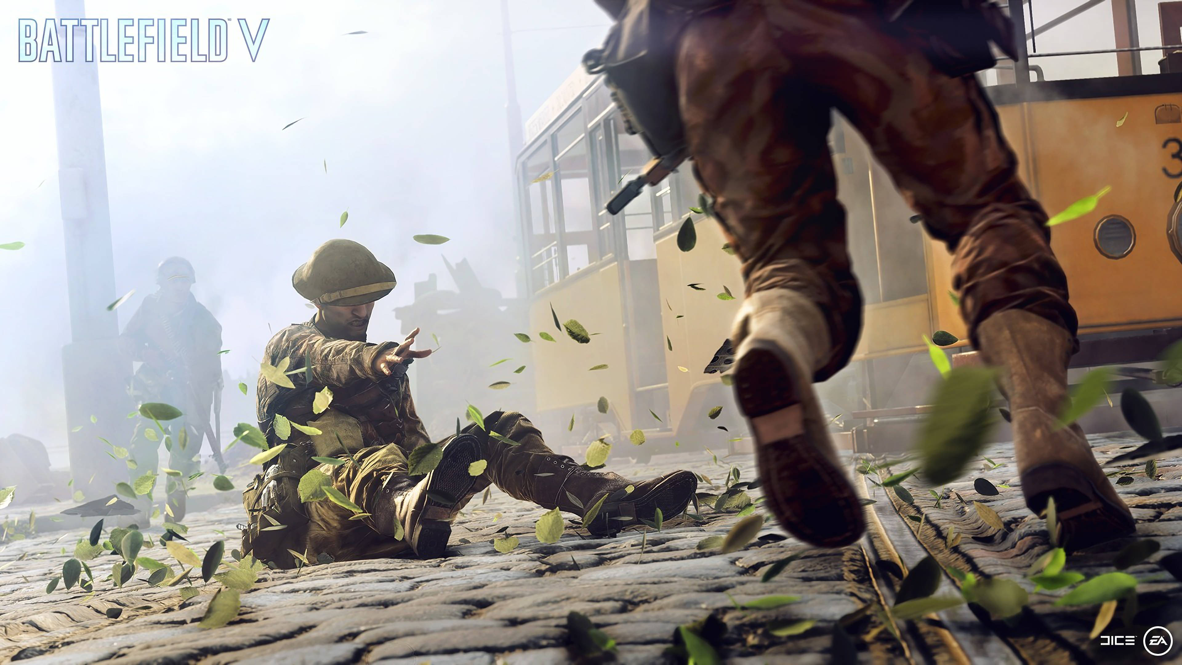 Battlefield 5, fallen soldier, falling leaves, 4K Desktop Wallpaper