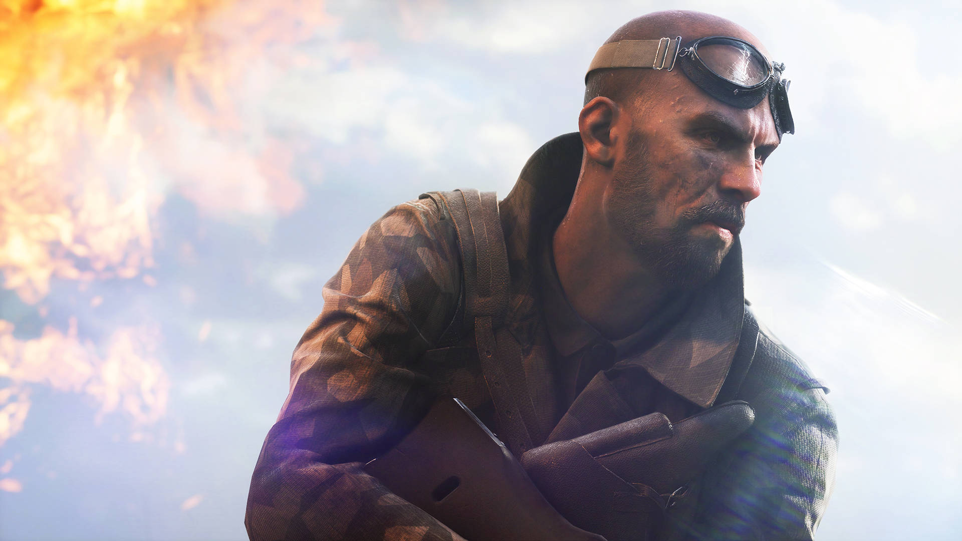 Battlefield 5, bald soldier, goggles, Full HD Desktop Wallpaper