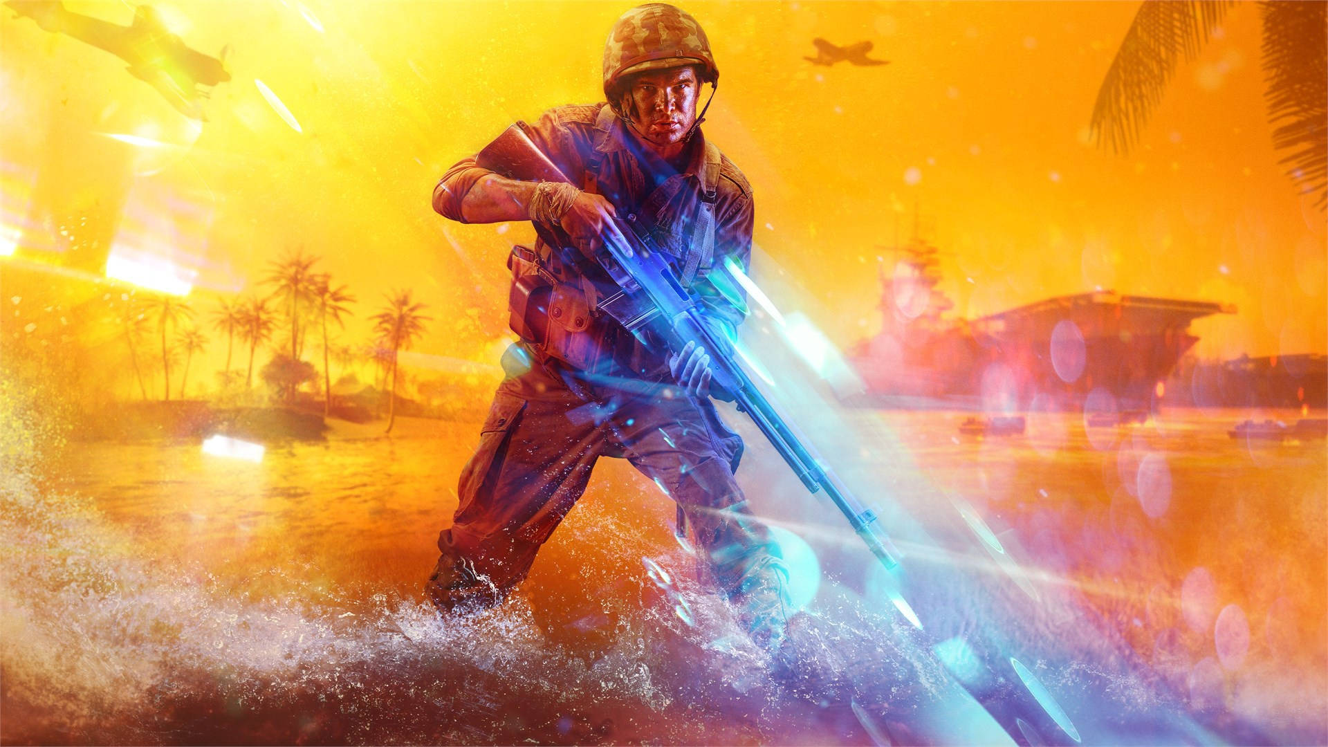 Battlefield 5, orange, fiery orange sunset, Full HD Desktop Wallpaper