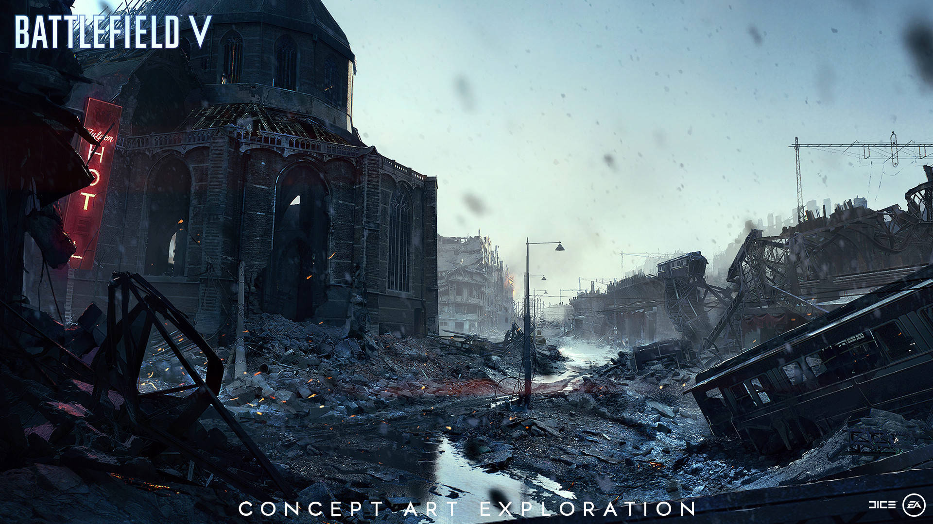 Battlefield 5, bombed city, war-torn city street, Full HD Desktop Wallpaper