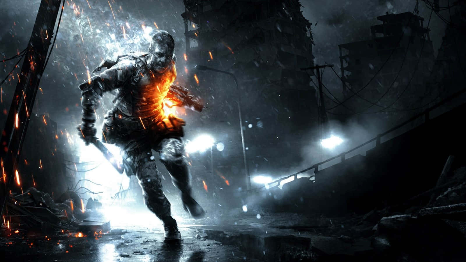 Battlefield Desktop, soldier, ruined city street, HD Desktop Wallpaper