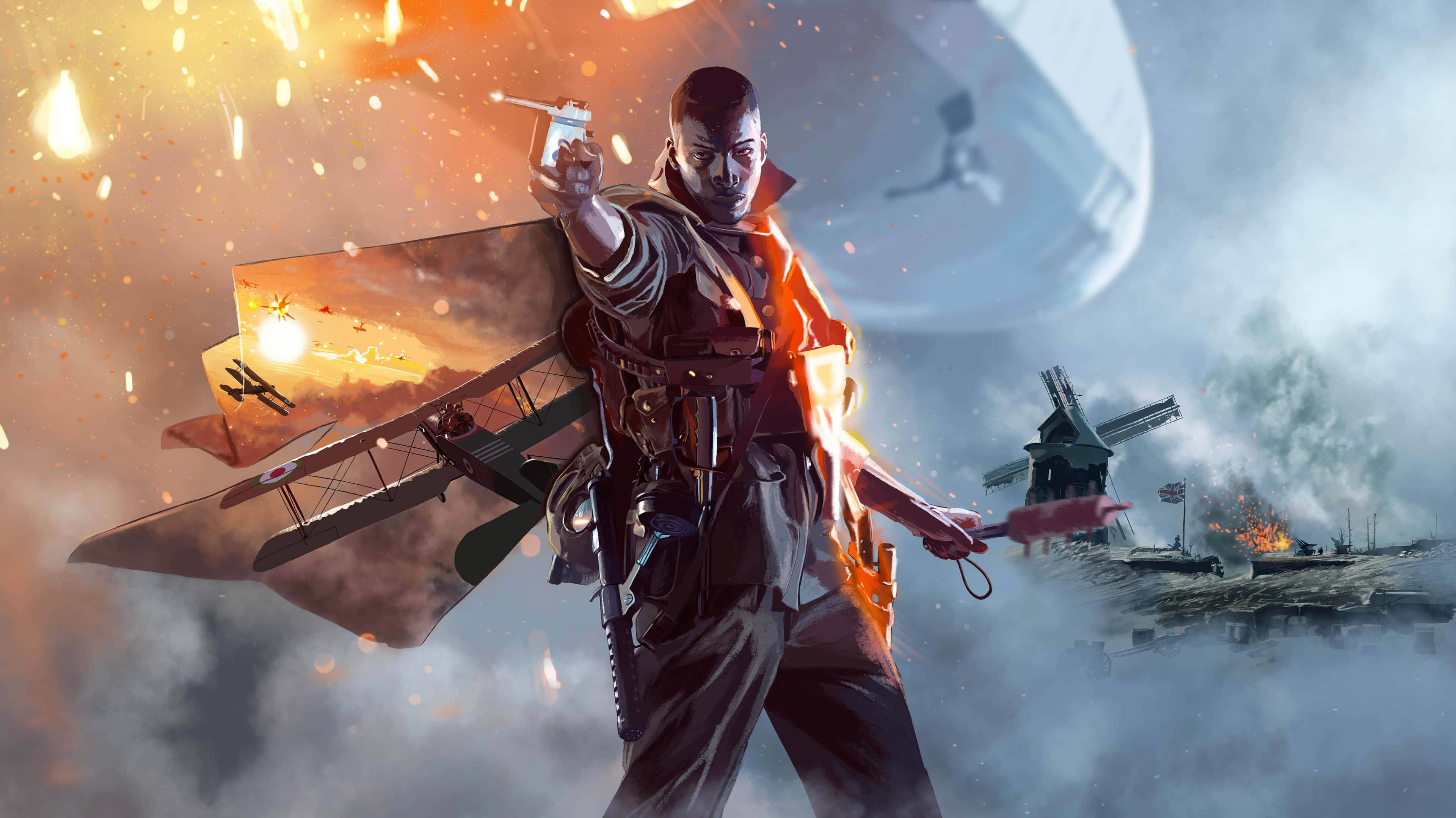 Battlefield Desktop, WWI gear, pistol, 4K Desktop Wallpaper
