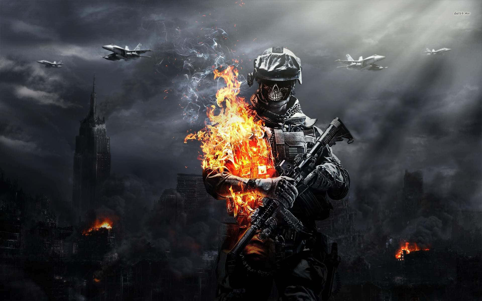 Battlefield Desktop, soldier, flaming torso, Full HD Desktop Wallpaper