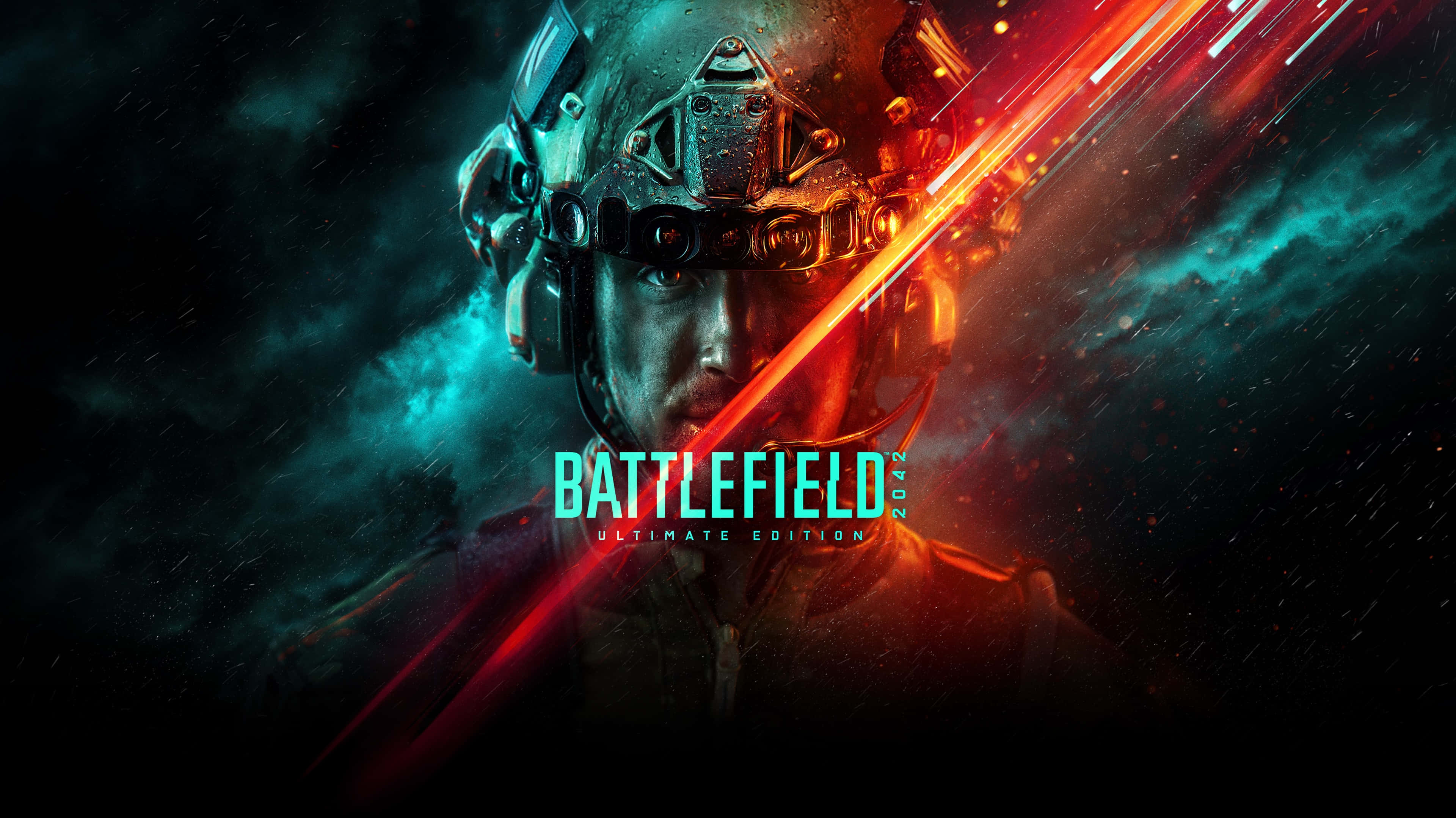 Battlefield 2024, modern soldier, red and teal energy beams, 4K Desktop Wallpaper