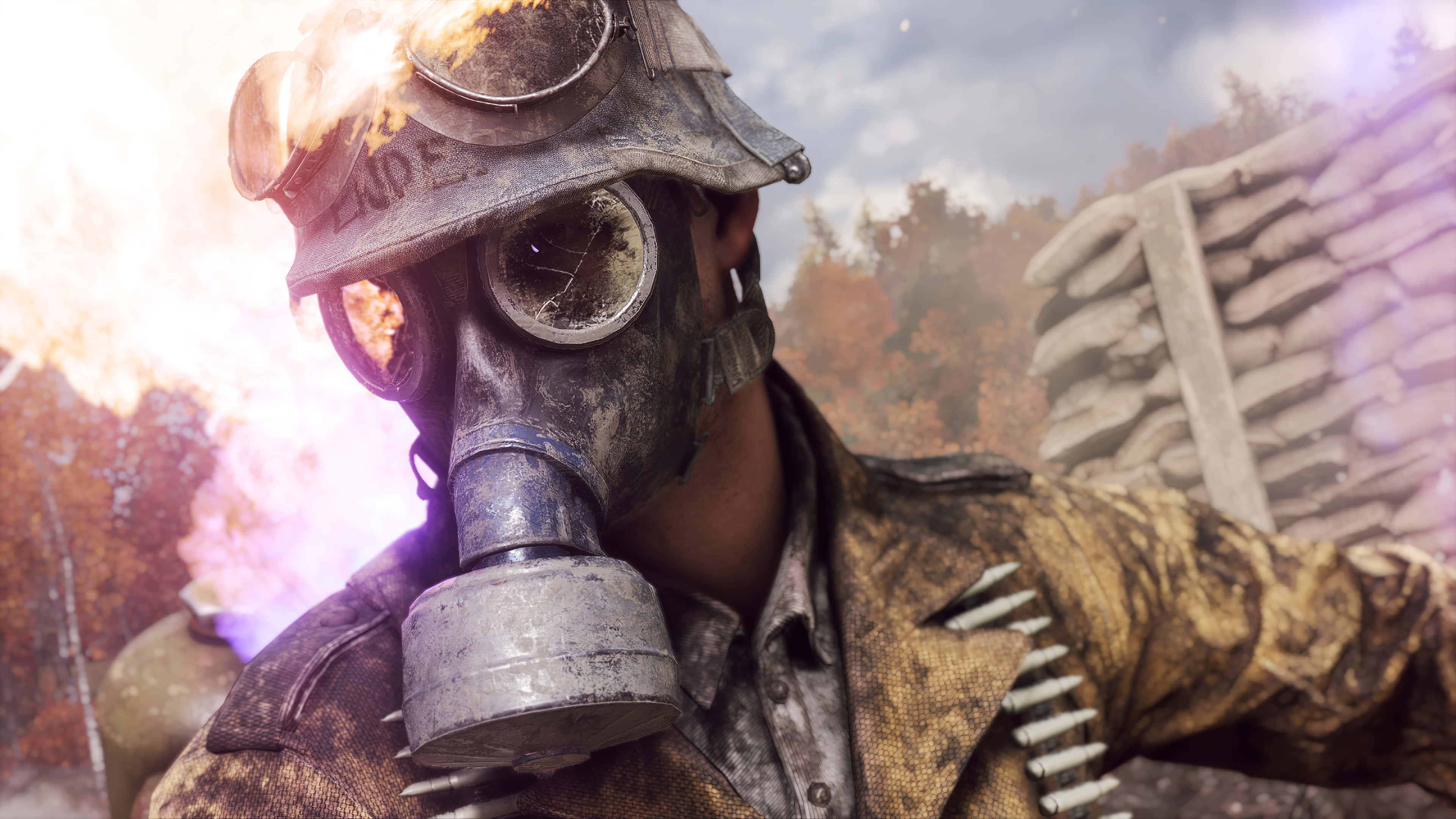 Battlefield Desktop, soldier, gas mask, 4K Desktop Wallpaper