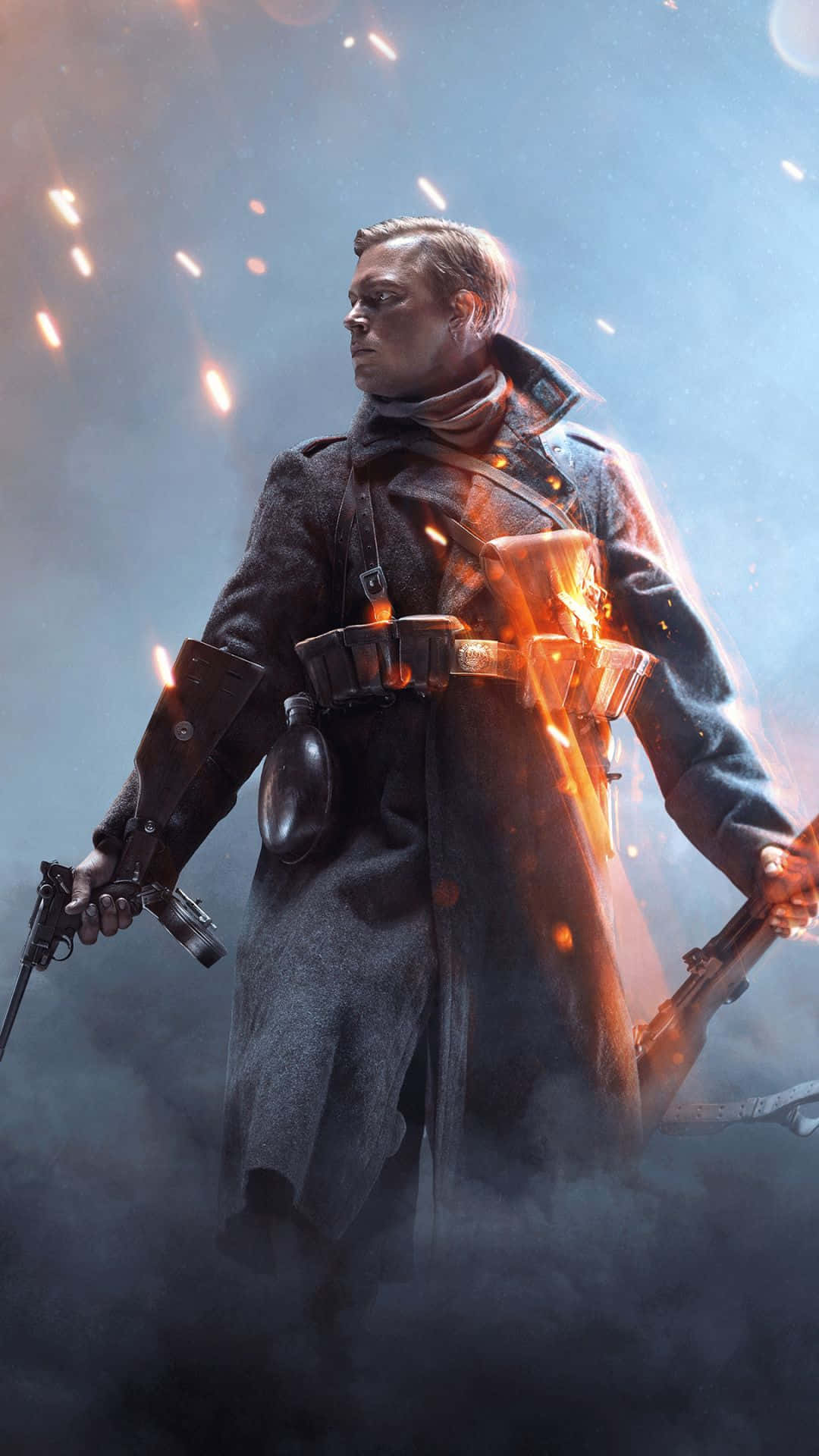 battlefield 1, trench coat, burning ammunition belts, Full HD Phone Wallpaper