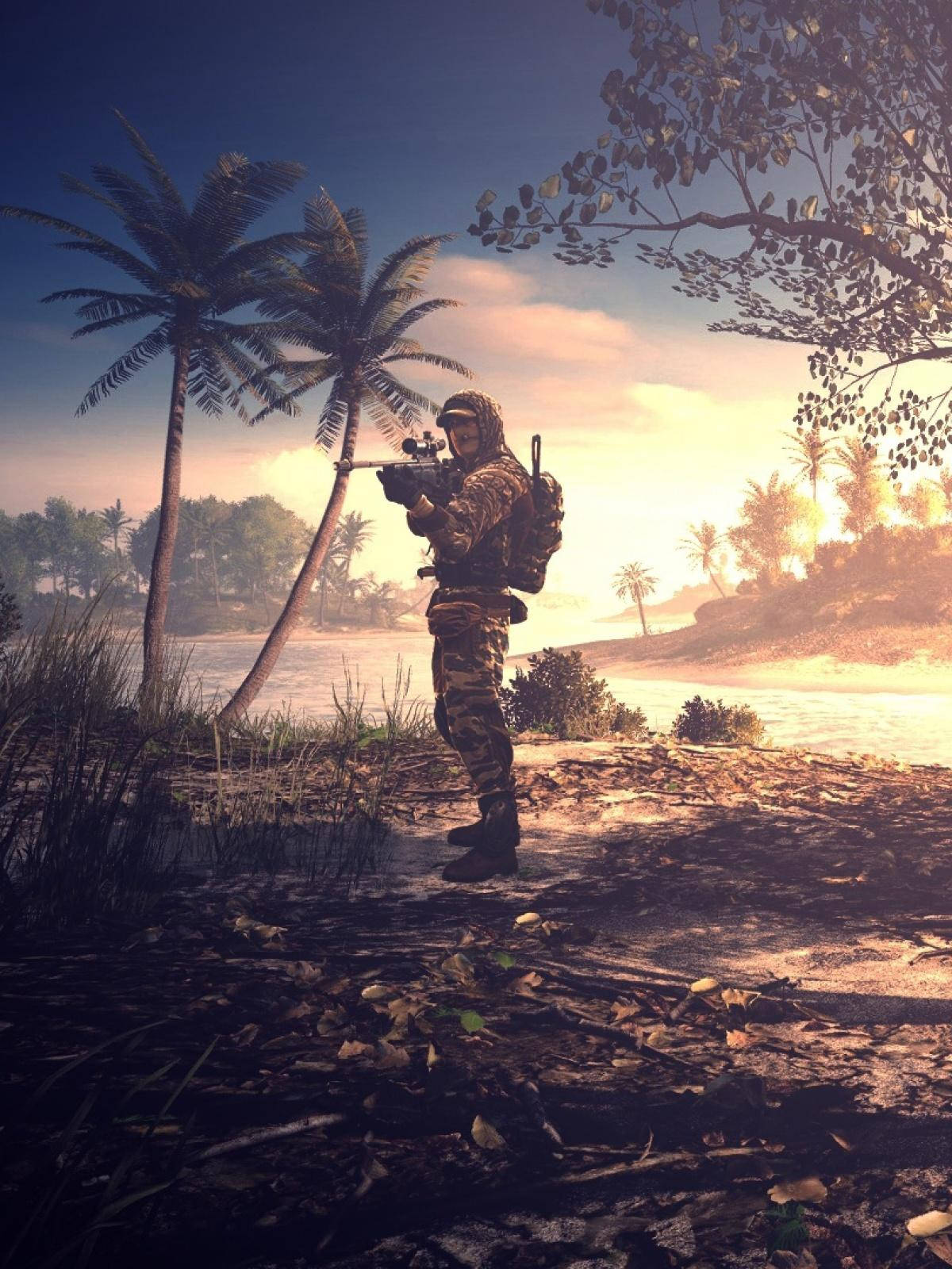 Battlefield V, iPhone, tropical beach, HD Phone Wallpaper