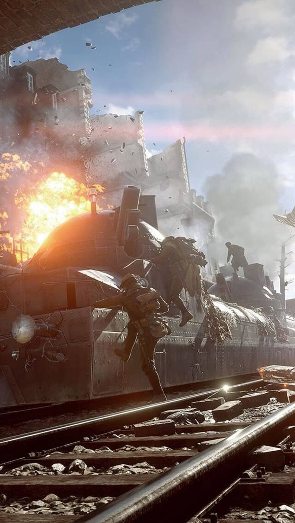 Battlefield 1, armored train, burning tank, HD Phone Wallpaper