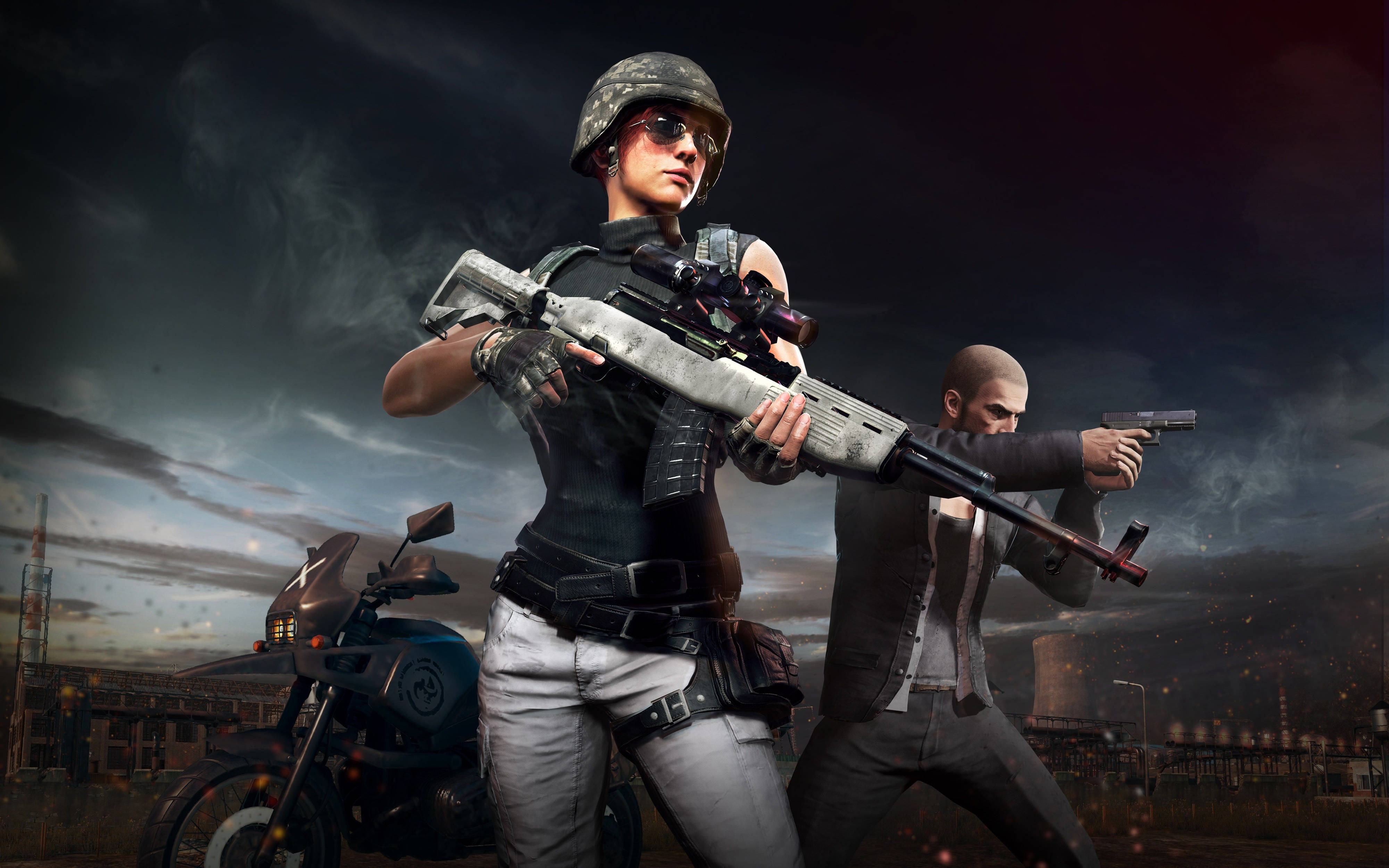 female sniper player, unknown battleground hd, tactical gear, 4K Desktop Wallpaper