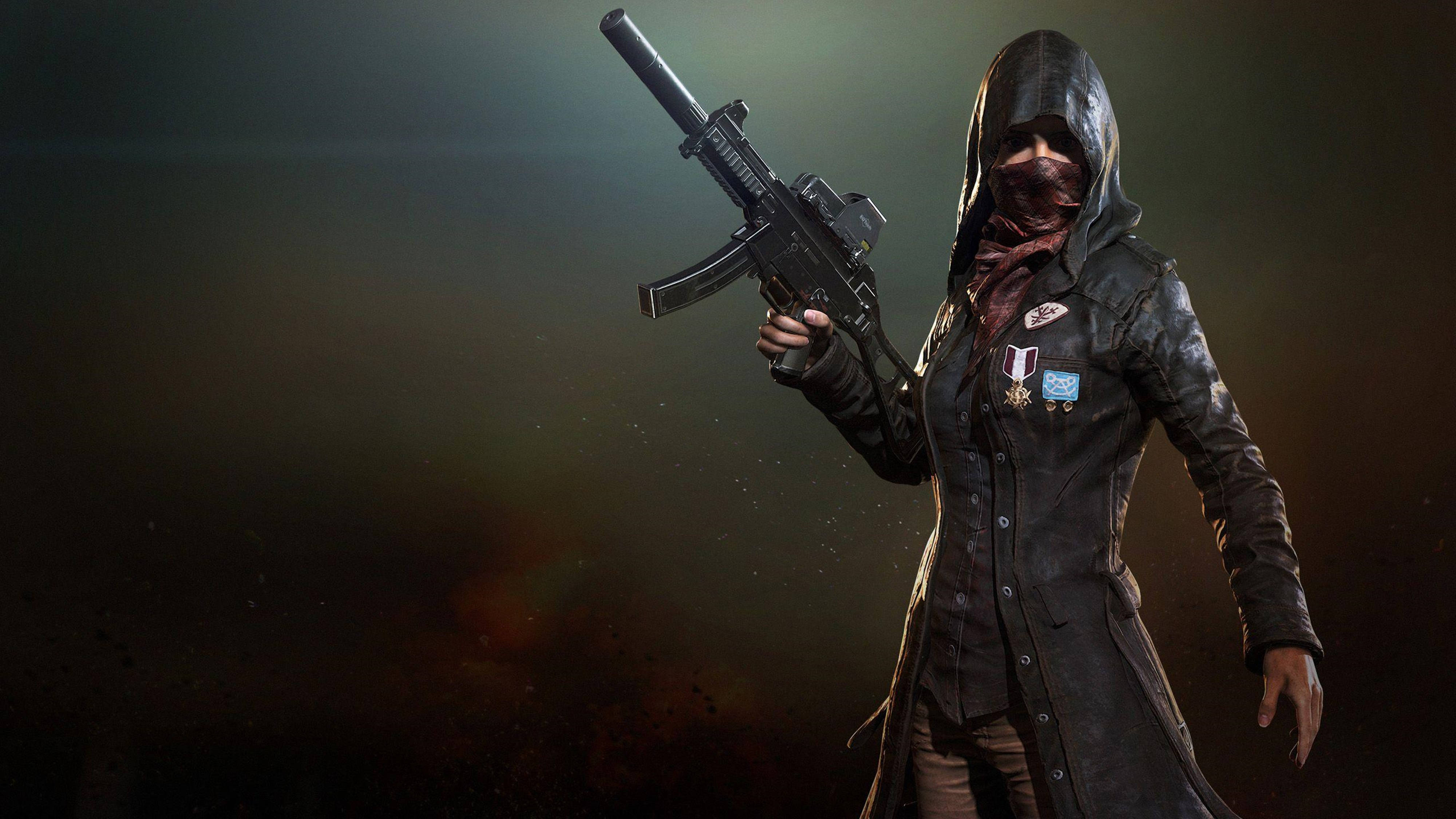 Battleground HD, submachine gun, hooded soldier, 4K Desktop Wallpaper