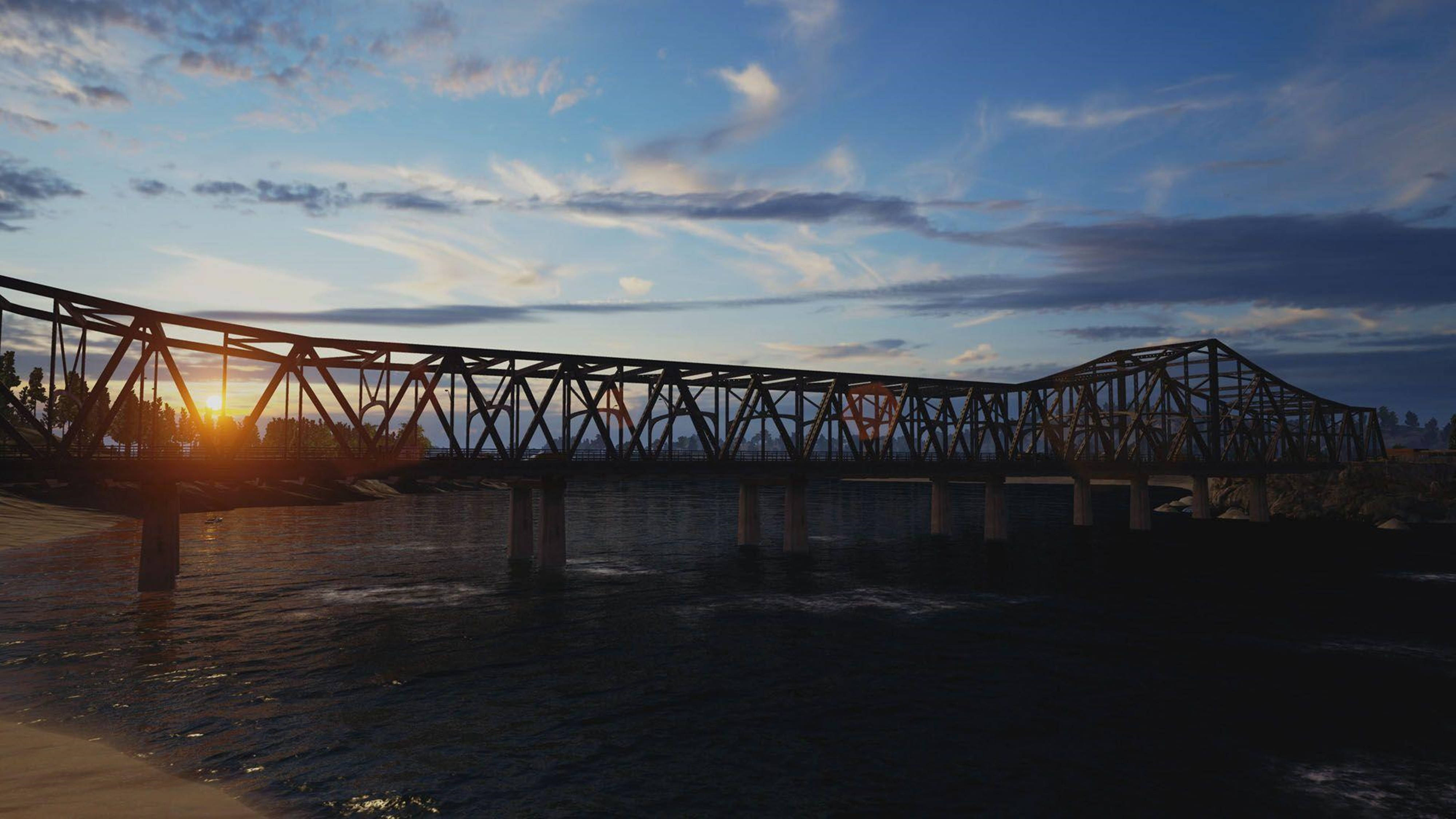 Battleground HD, steel truss bridge, river, 4K Desktop Wallpaper