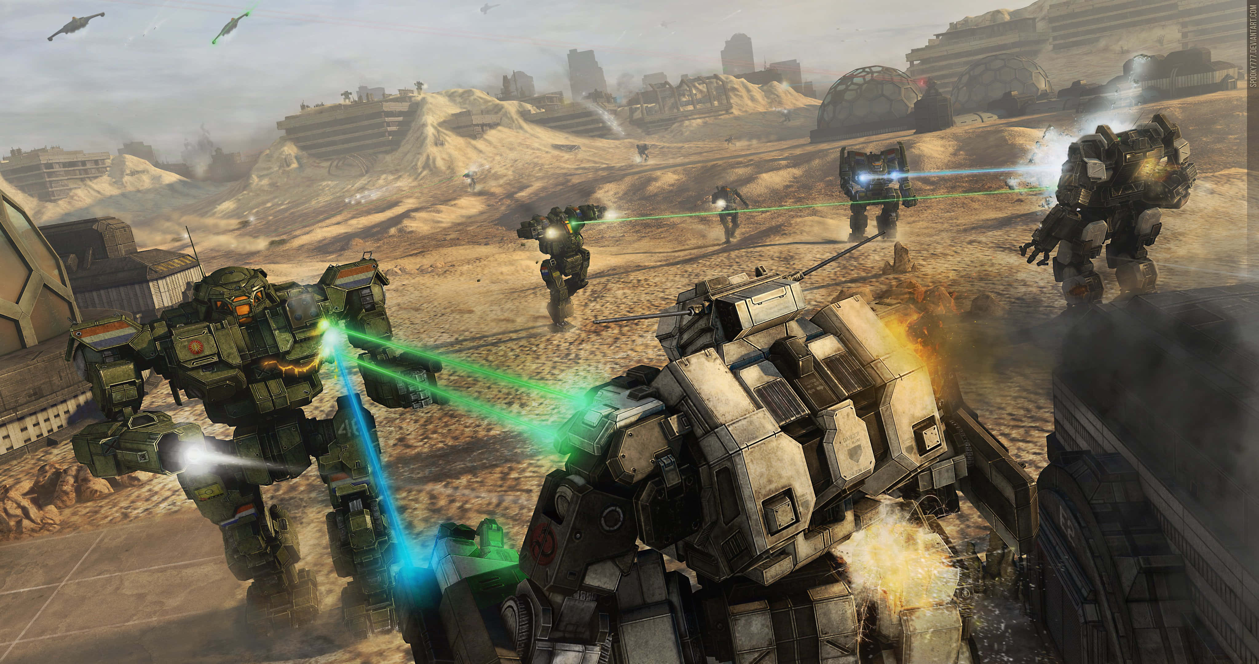 Battletech, mechs, dusty desert wasteland, 4K Desktop Wallpaper