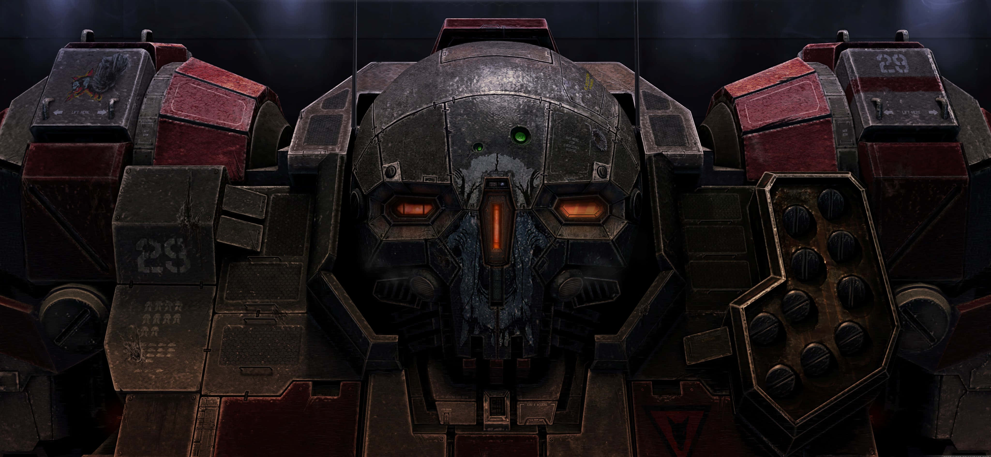 Battletech, mech, glowing orange eyes, 4K Desktop Wallpaper