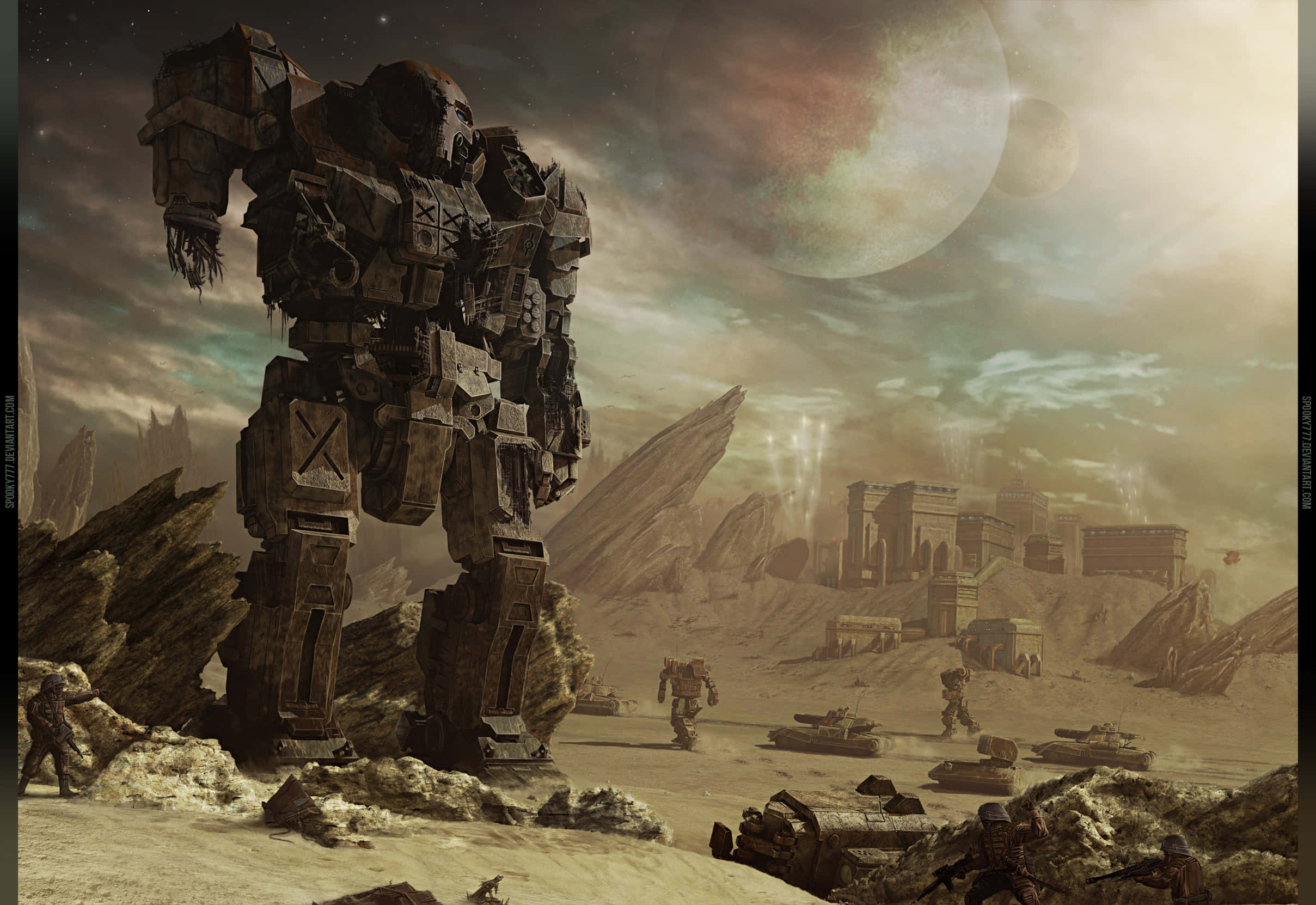 Battletech, mechs, alien wasteland, Full HD Desktop Wallpaper