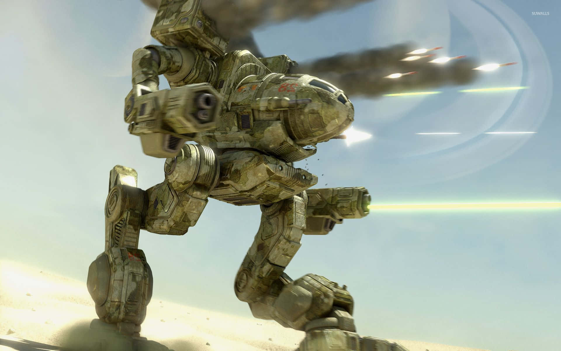 Battletech, mech, dusty battlefield, Full HD Desktop Wallpaper