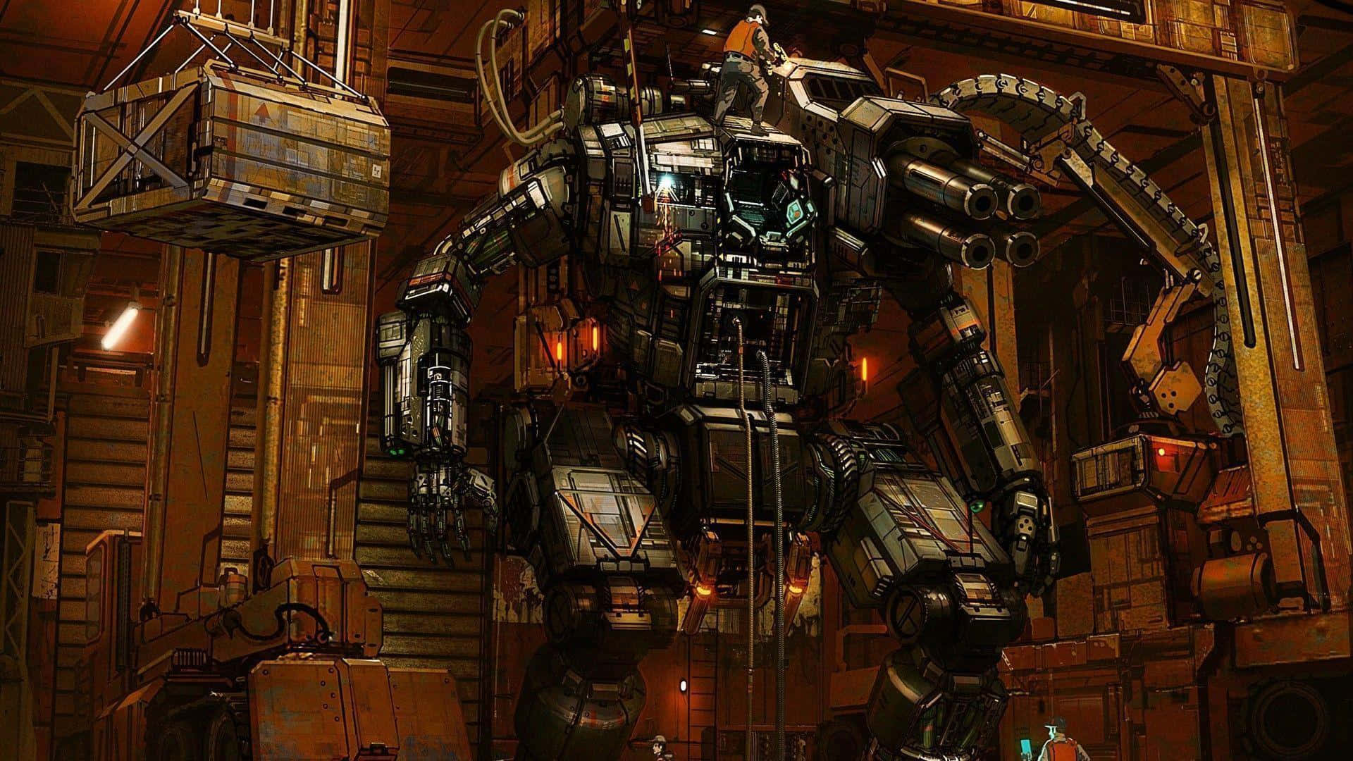 Battletech, mechanical giant, industrial hangar, Full HD Desktop Wallpaper