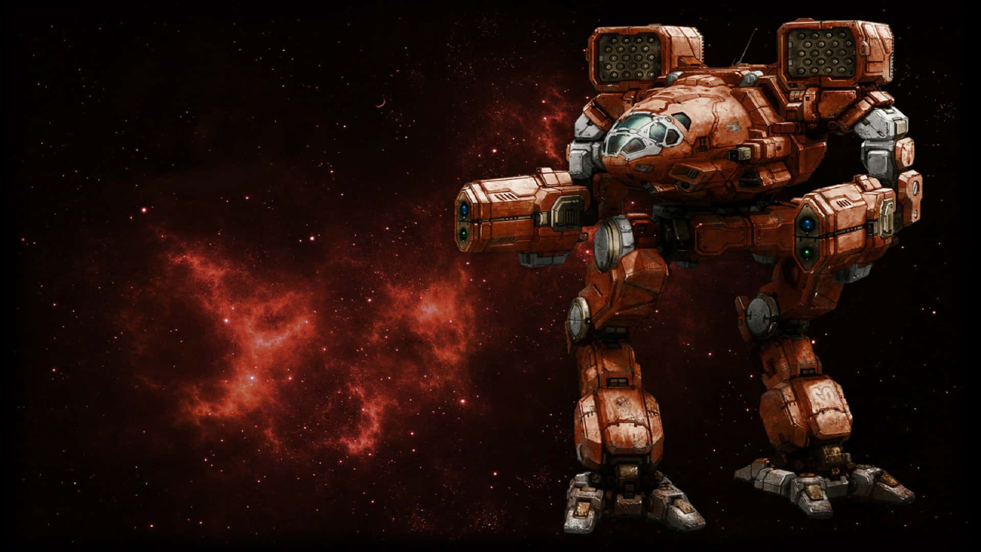 Battletech, massive rusted mech, deep space, Full HD Desktop Wallpaper