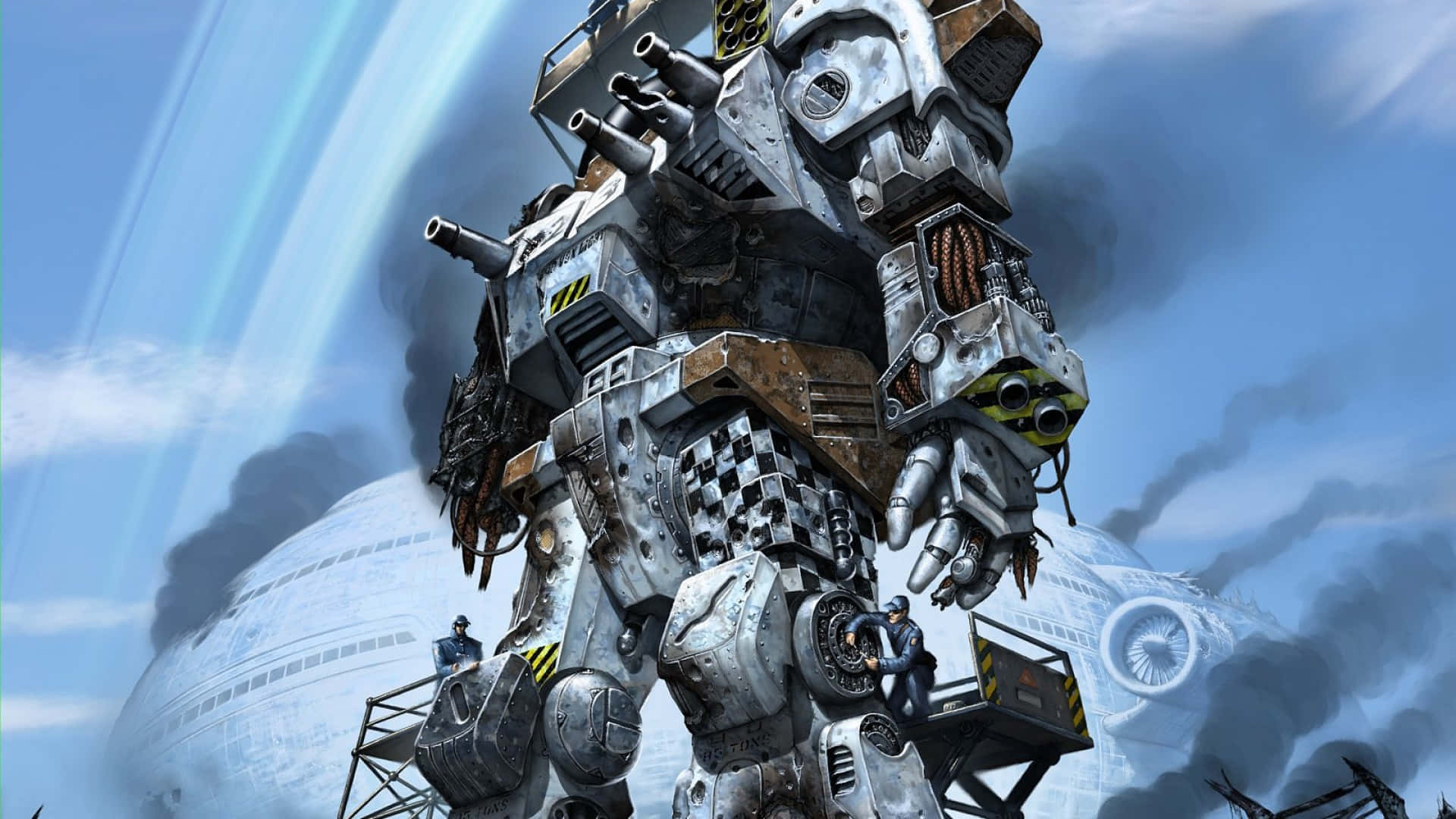 Battletech, battle mech, smoke, Full HD Desktop Wallpaper