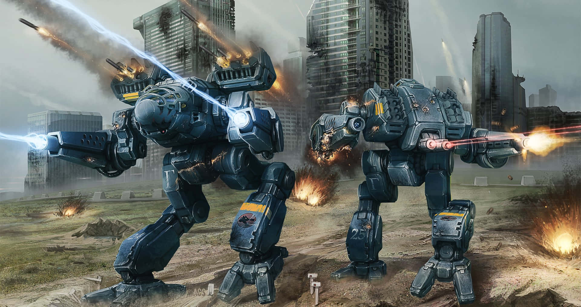 Battletech, mech warrior, blue war machines, Full HD Desktop Wallpaper