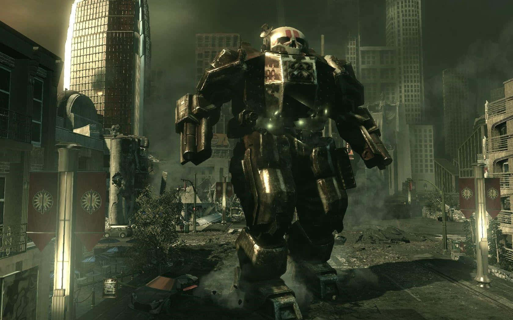 Battletech, mech, ruined cityscape, HD Desktop Wallpaper