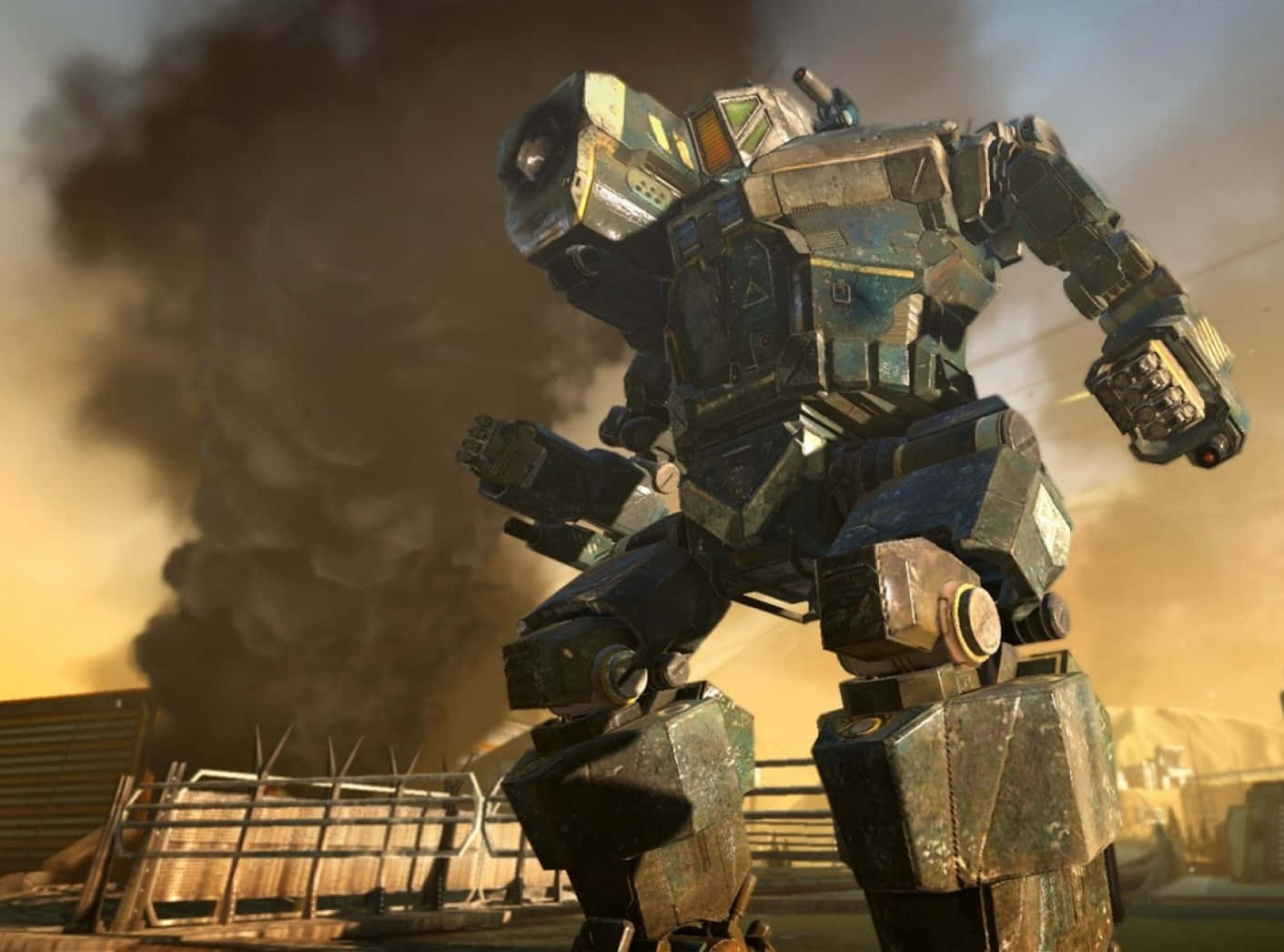 Battletech, mech, hazy orange sky, HD Desktop Wallpaper