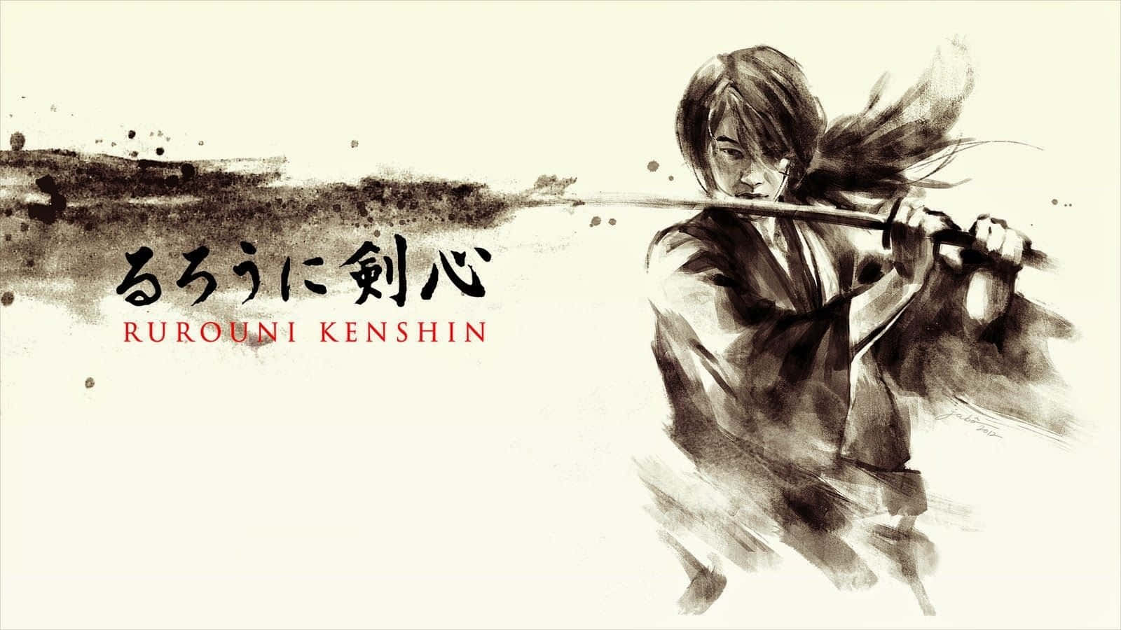 Battousai, samurai warrior, sword mid-swing, HD Desktop Wallpaper